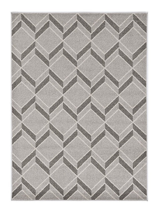 5'X8' Grey Machine Woven Uv Treated Herringbone Illusion Indoor Outdoor Area Rug