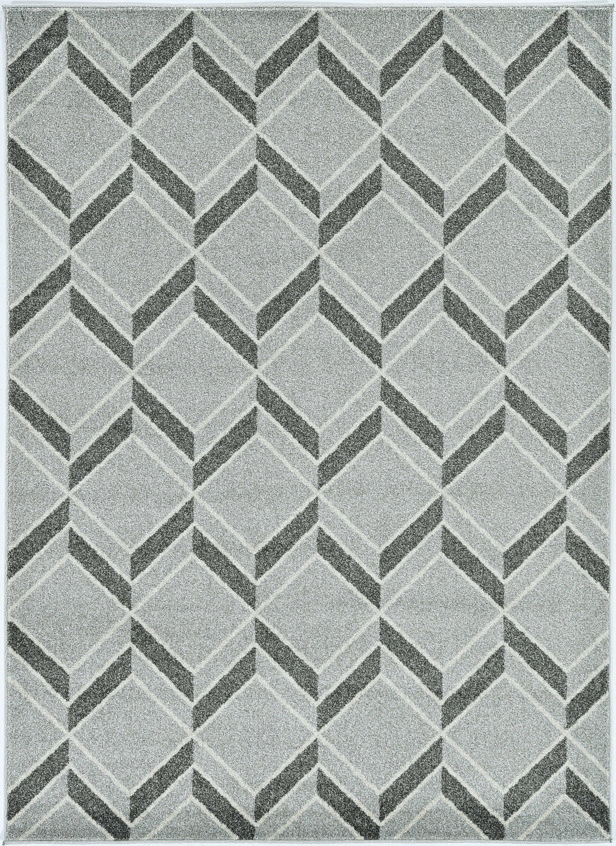 5'X8' Grey Machine Woven Uv Treated Herringbone Illusion Indoor Outdoor Area Rug