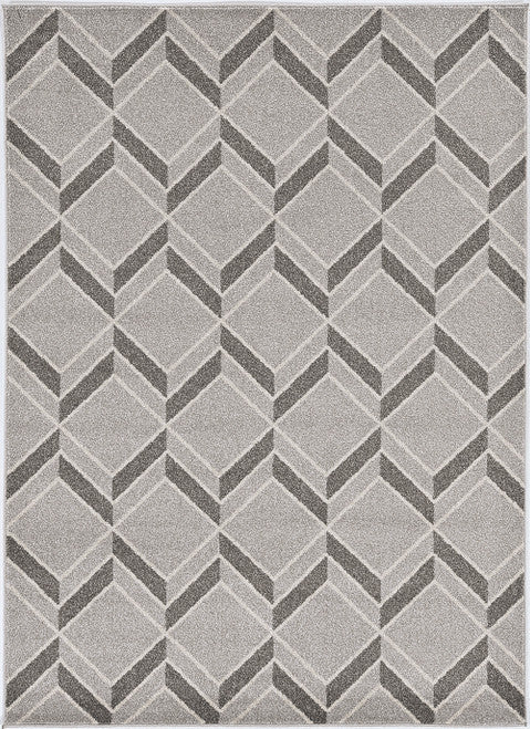 5'X8' Grey Machine Woven Uv Treated Herringbone Illusion Indoor Outdoor Area Rug