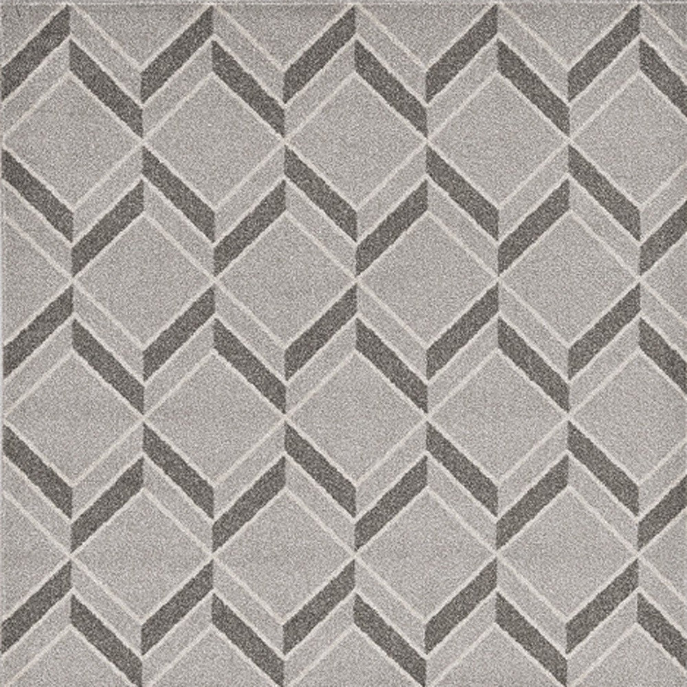 5'X8' Grey Machine Woven Uv Treated Herringbone Illusion Indoor Outdoor Area Rug