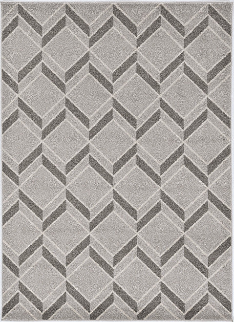 5'X8' Grey Machine Woven Uv Treated Herringbone Illusion Indoor Outdoor Area Rug