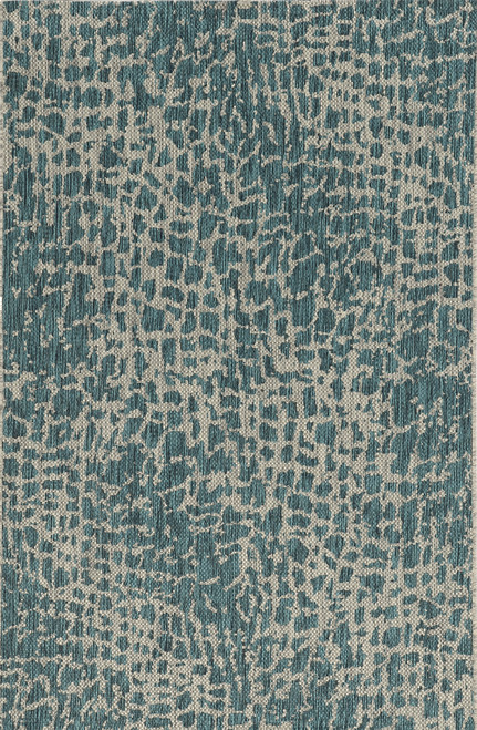 8'X11' Teal Machine Woven Uv Treated Animal Print Indoor Outdoor Area Rug