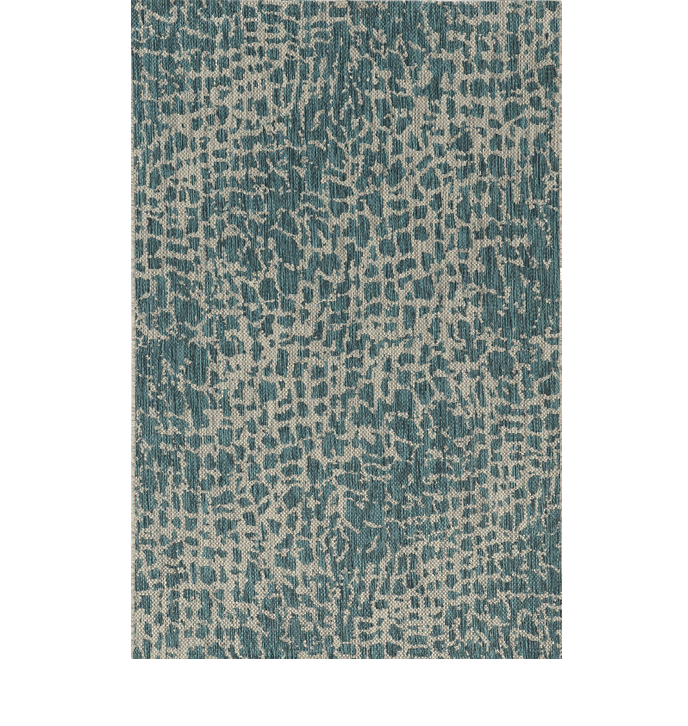 8'X11' Teal Machine Woven Uv Treated Animal Print Indoor Outdoor Area Rug