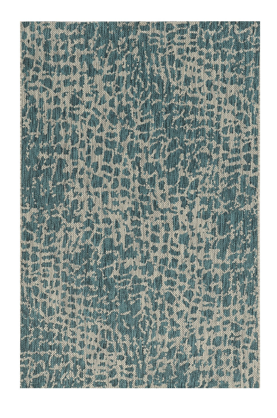 8'X11' Teal Machine Woven Uv Treated Animal Print Indoor Outdoor Area Rug