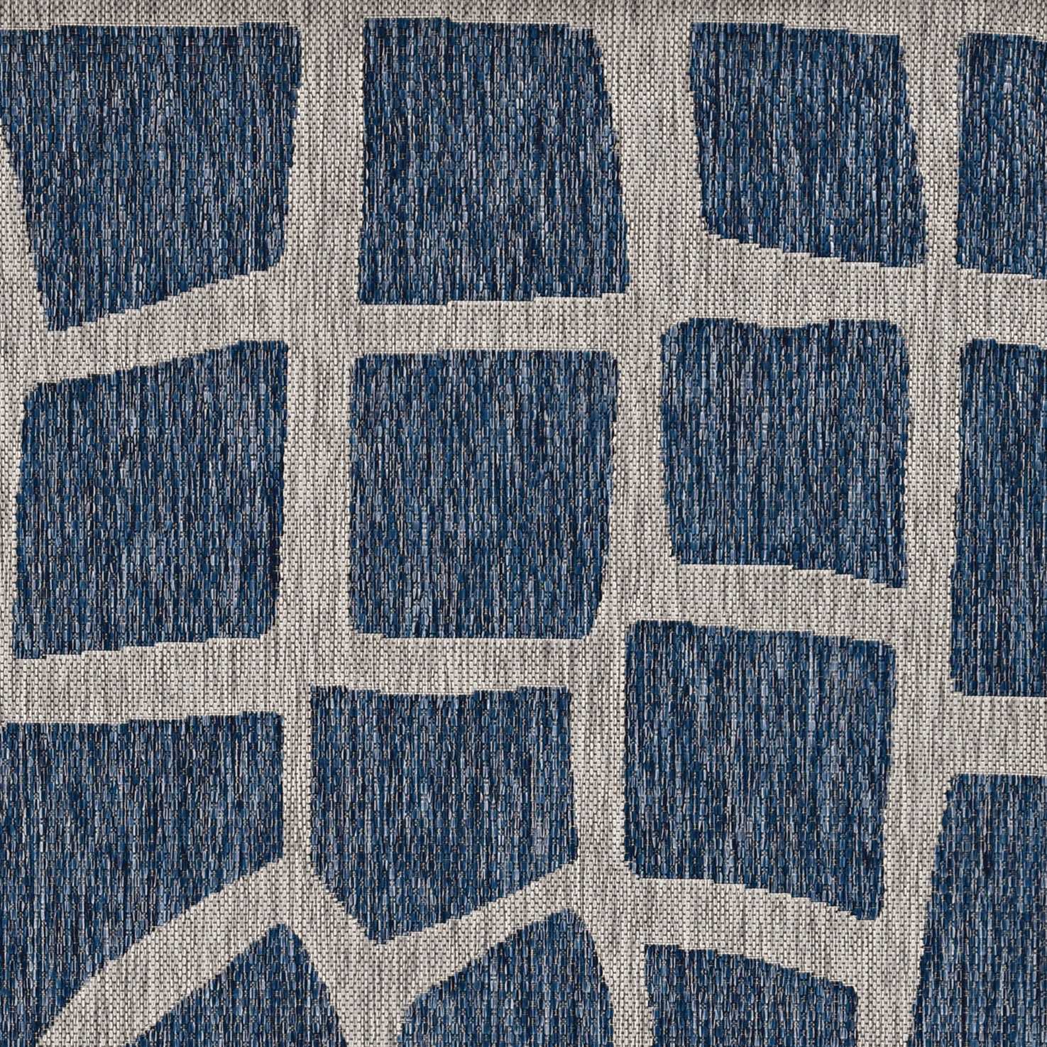 3'X4' Blue Grey Machine Woven Uv Treated Abstract Indoor Outdoor Accent Rug