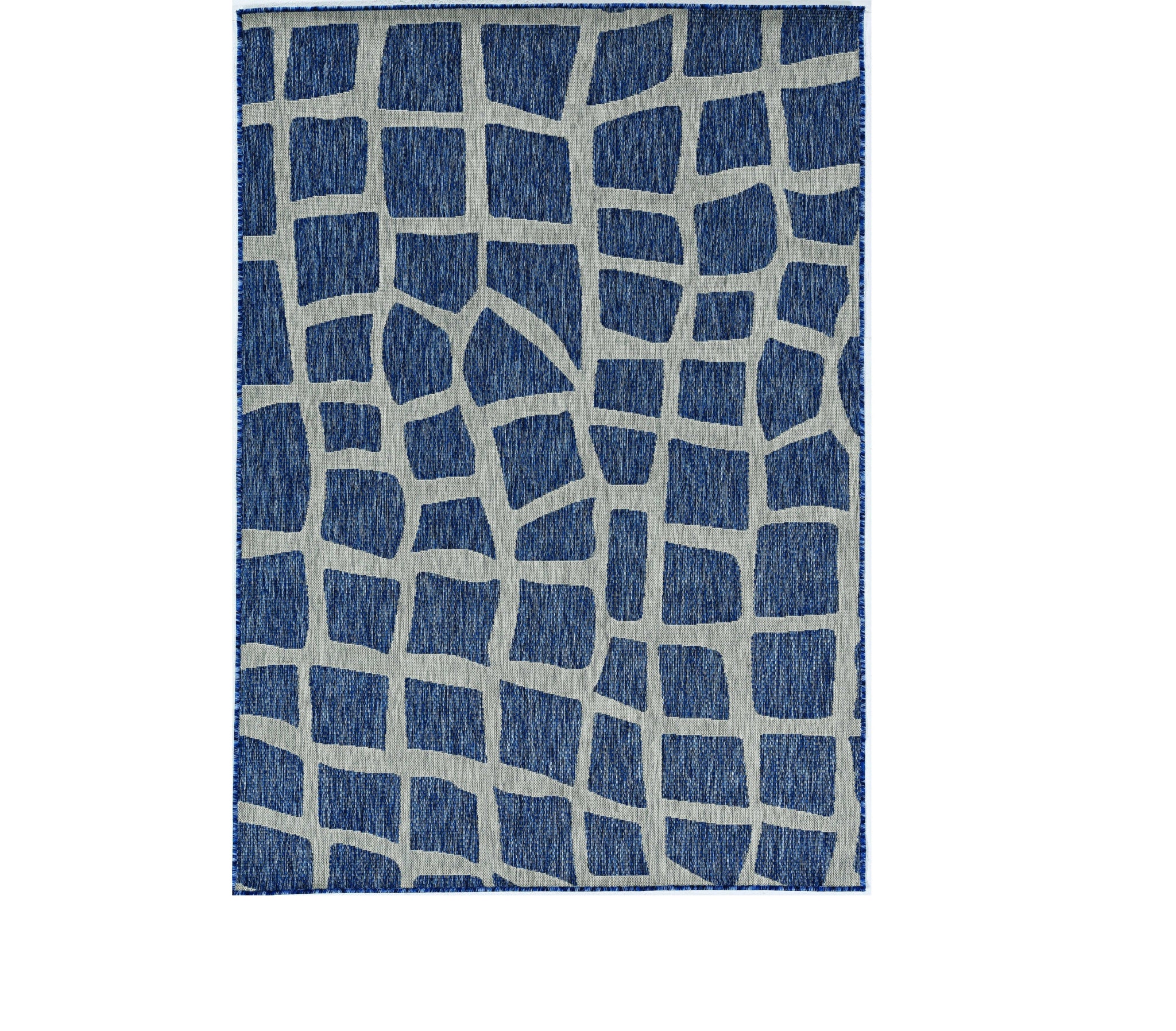 3'X4' Blue Grey Machine Woven Uv Treated Abstract Indoor Outdoor Accent Rug