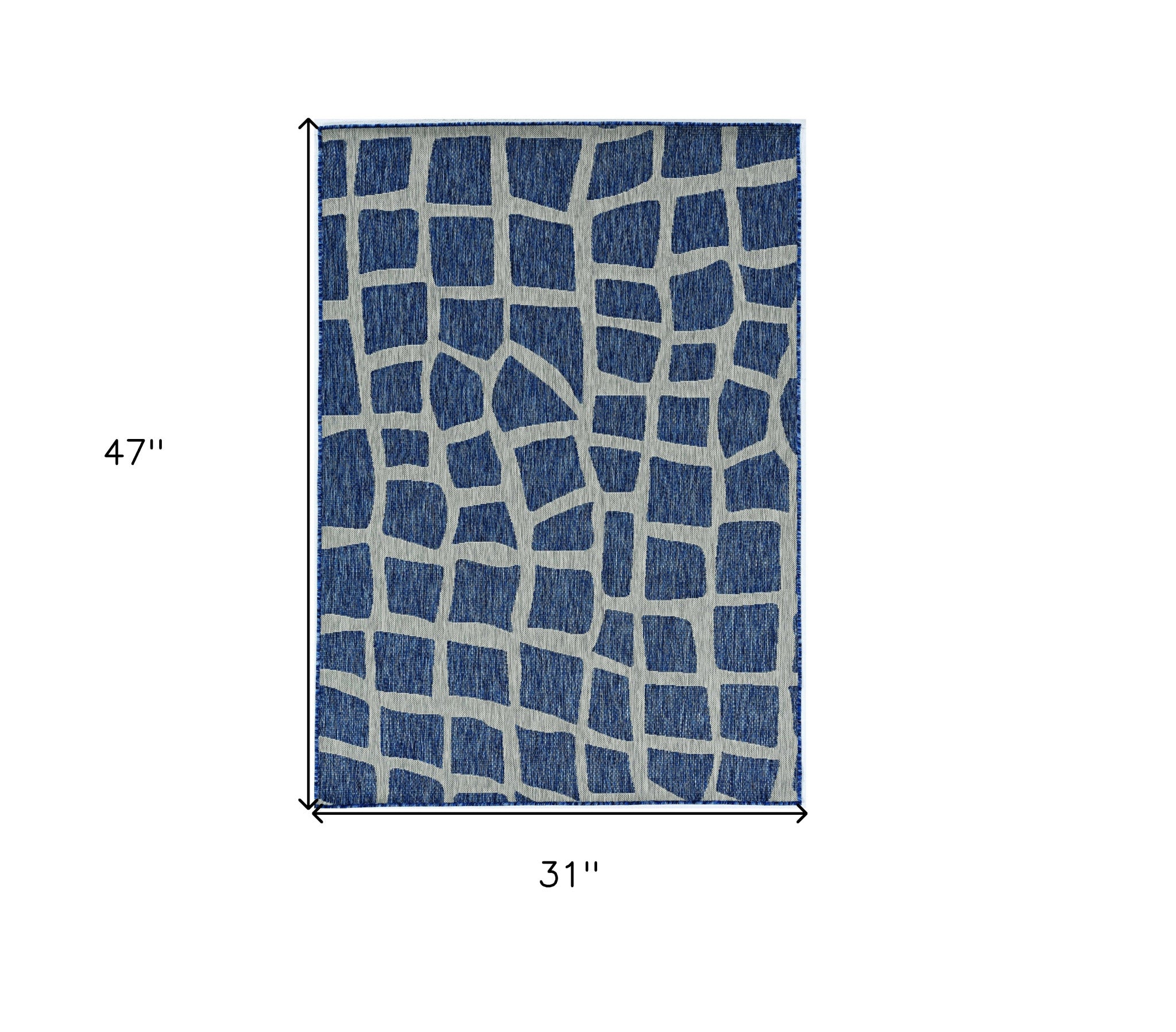 3'X4' Blue Grey Machine Woven Uv Treated Abstract Indoor Outdoor Accent Rug