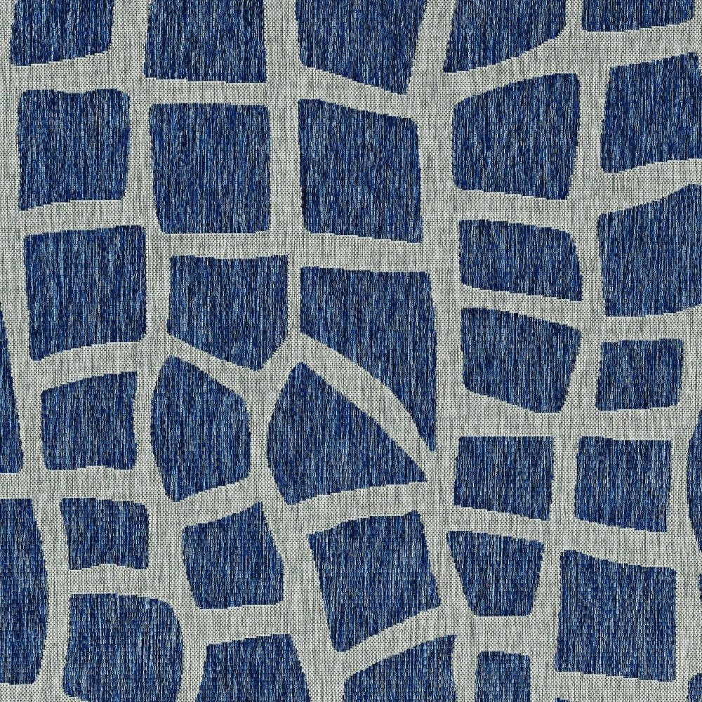 3'X4' Blue Grey Machine Woven Uv Treated Abstract Indoor Outdoor Accent Rug