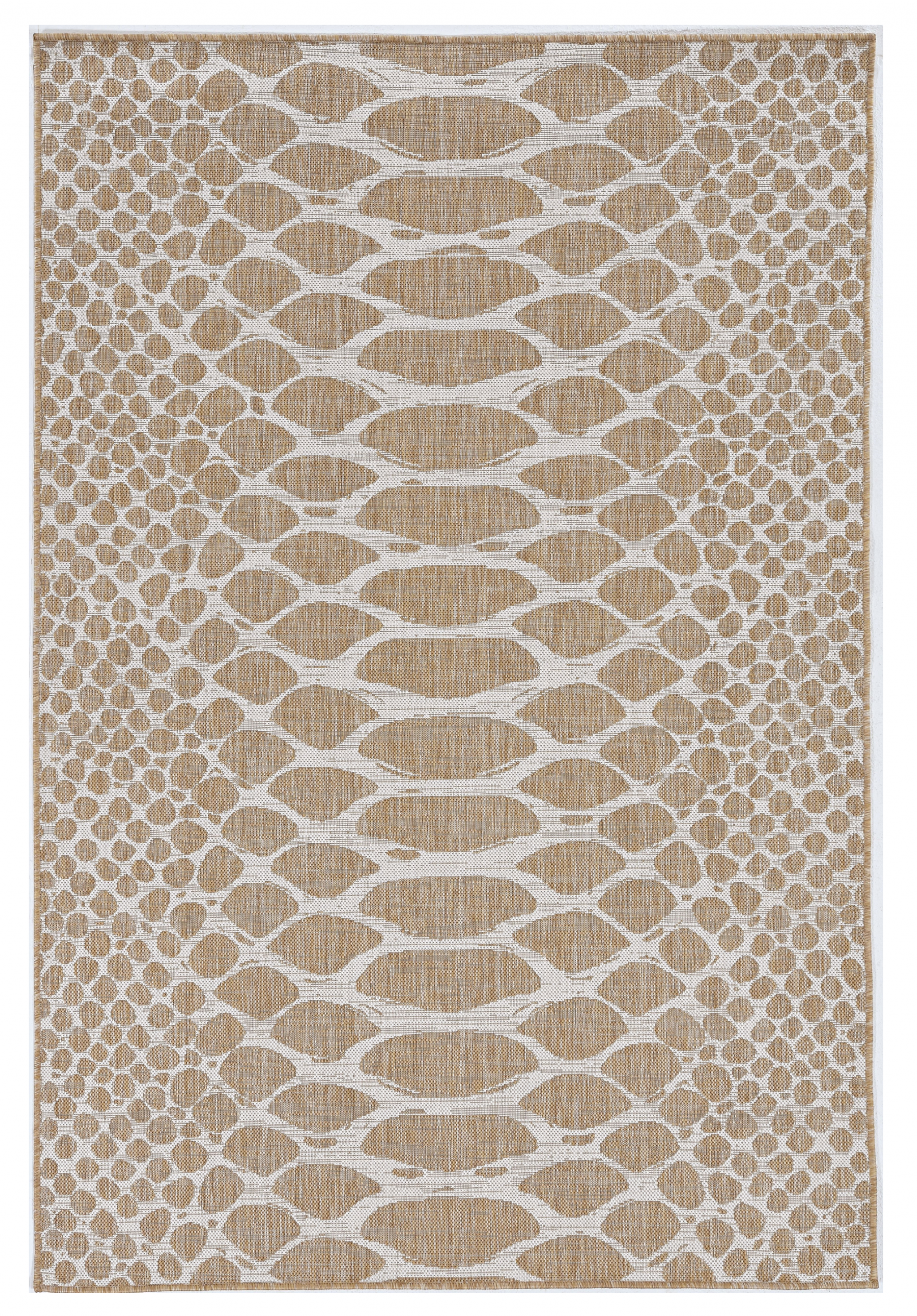 3'X4' Ivory Machine Woven Uv Treated Snake Print Indoor Outdoor Accent Rug