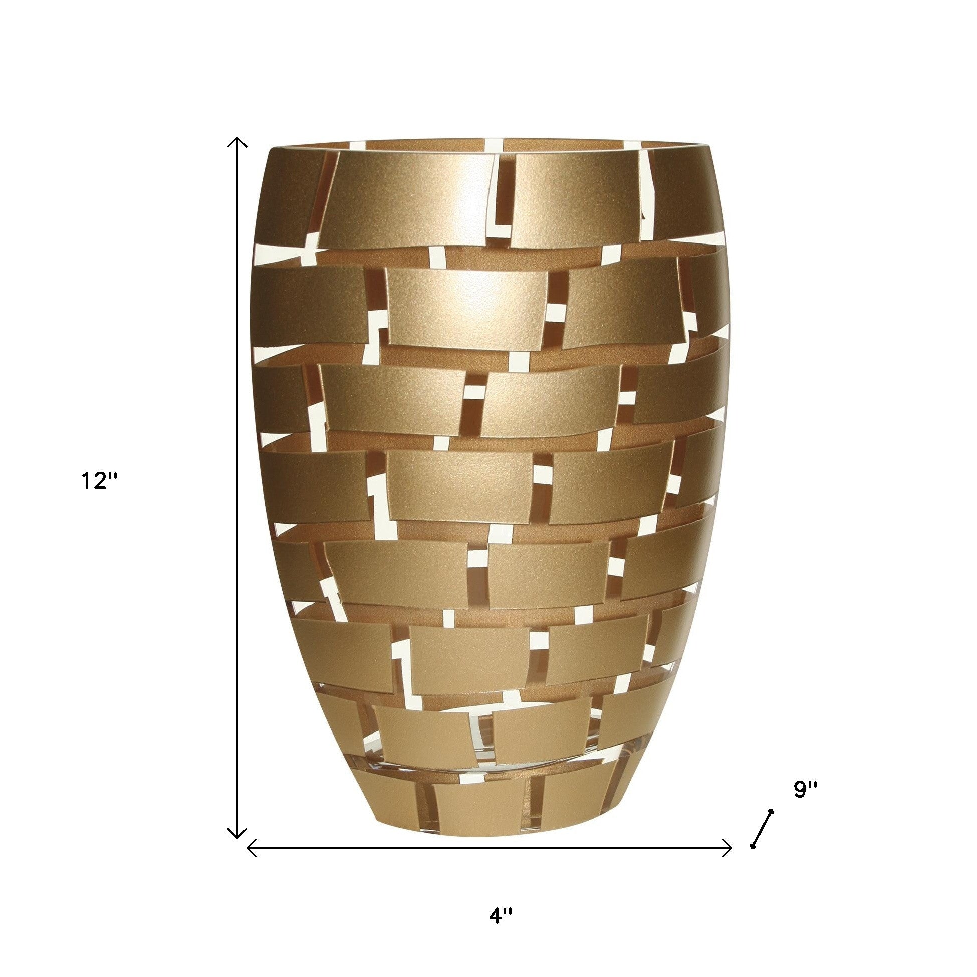 12 Mouth Blown Wall Design Gold Vase