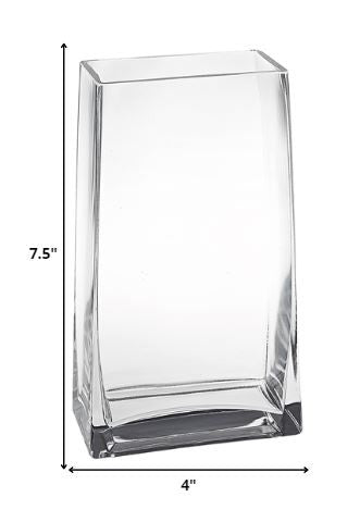 7 Clear Glass Rectangle Handmade Vase