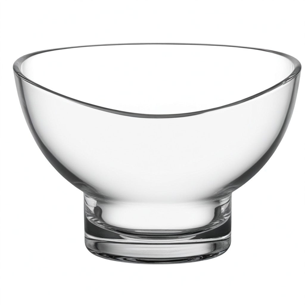 7" Clear Mouth Blown Slant Edge Glass Candy Bowl