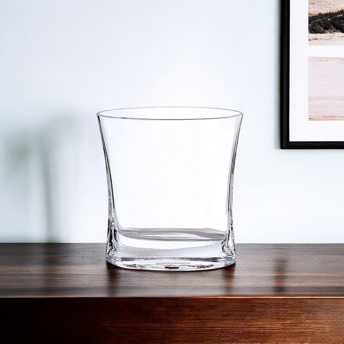 8" Clear Mouth Blown Crystal Pocket Table Vase