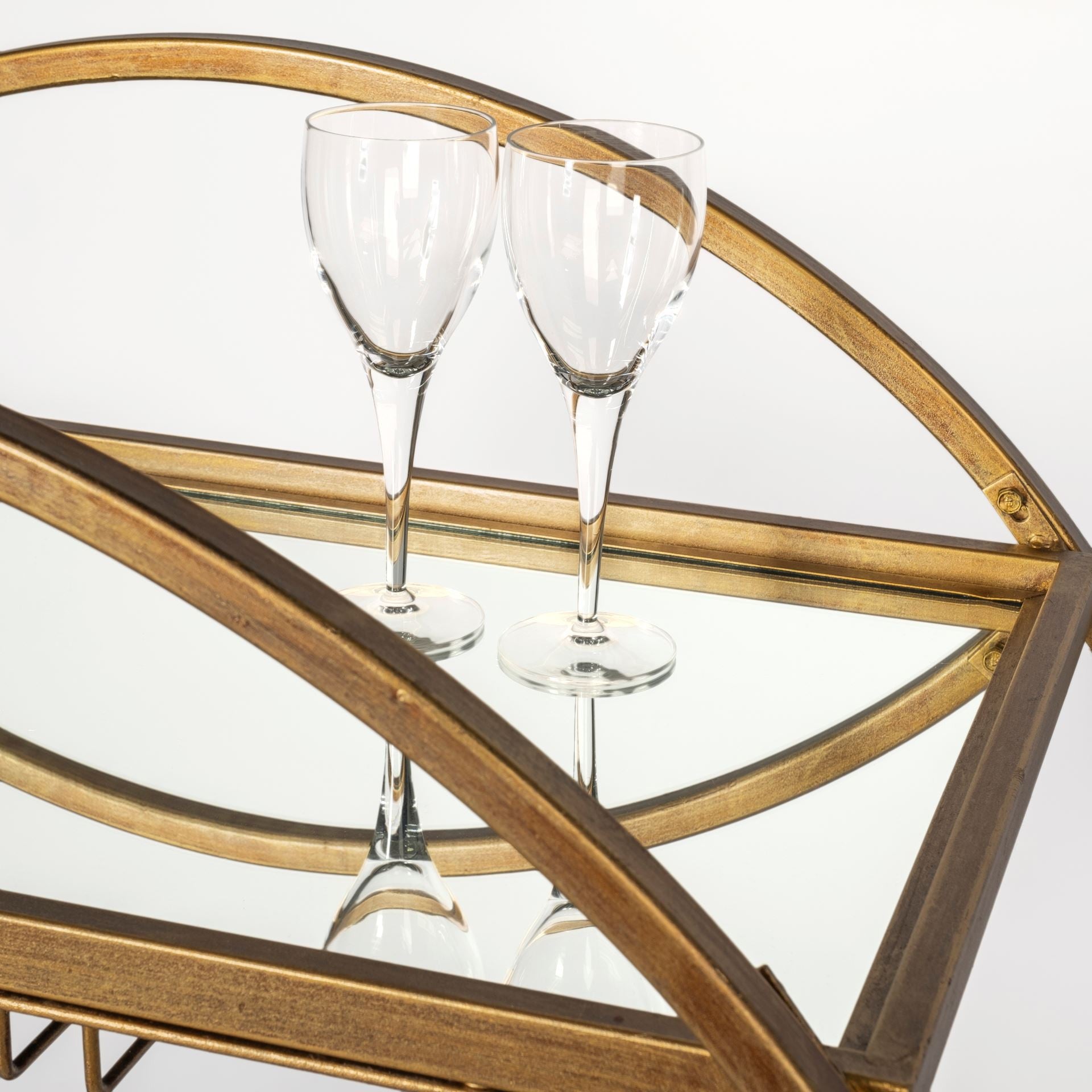 Showstopper Circular Rolling Gold Bar Cart