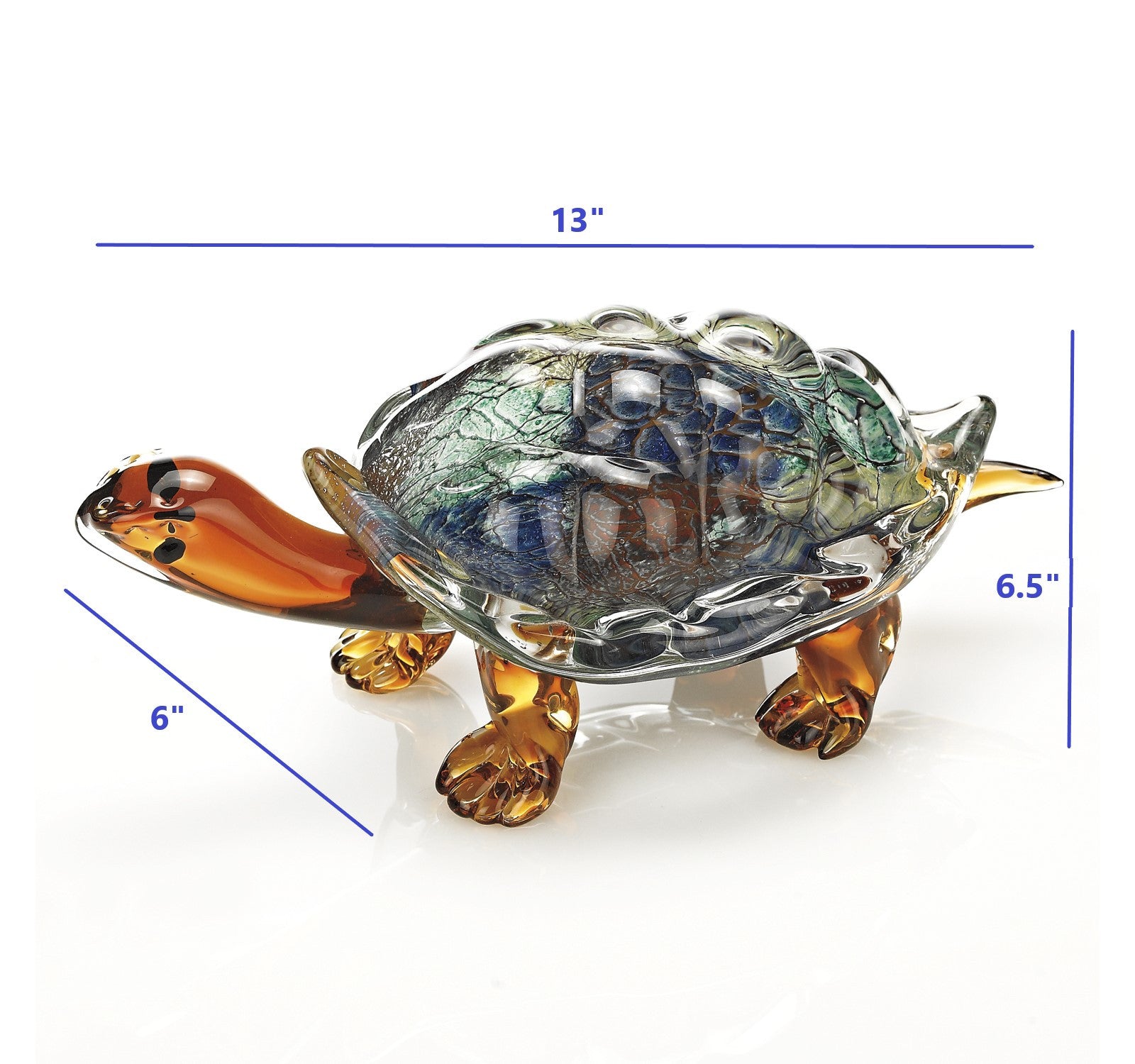 6 Mouth Blown Turtle Art Glass