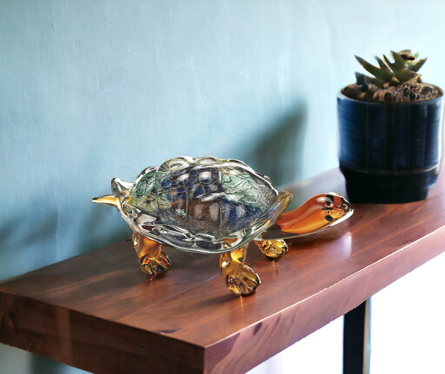 6 Mouth Blown Turtle Art Glass