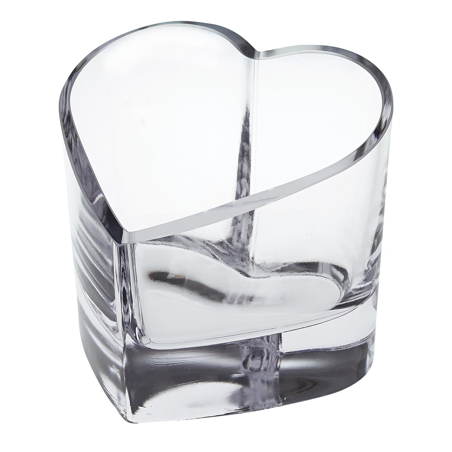 5" Clear Mouth Blown European Crystal Heart Bowl