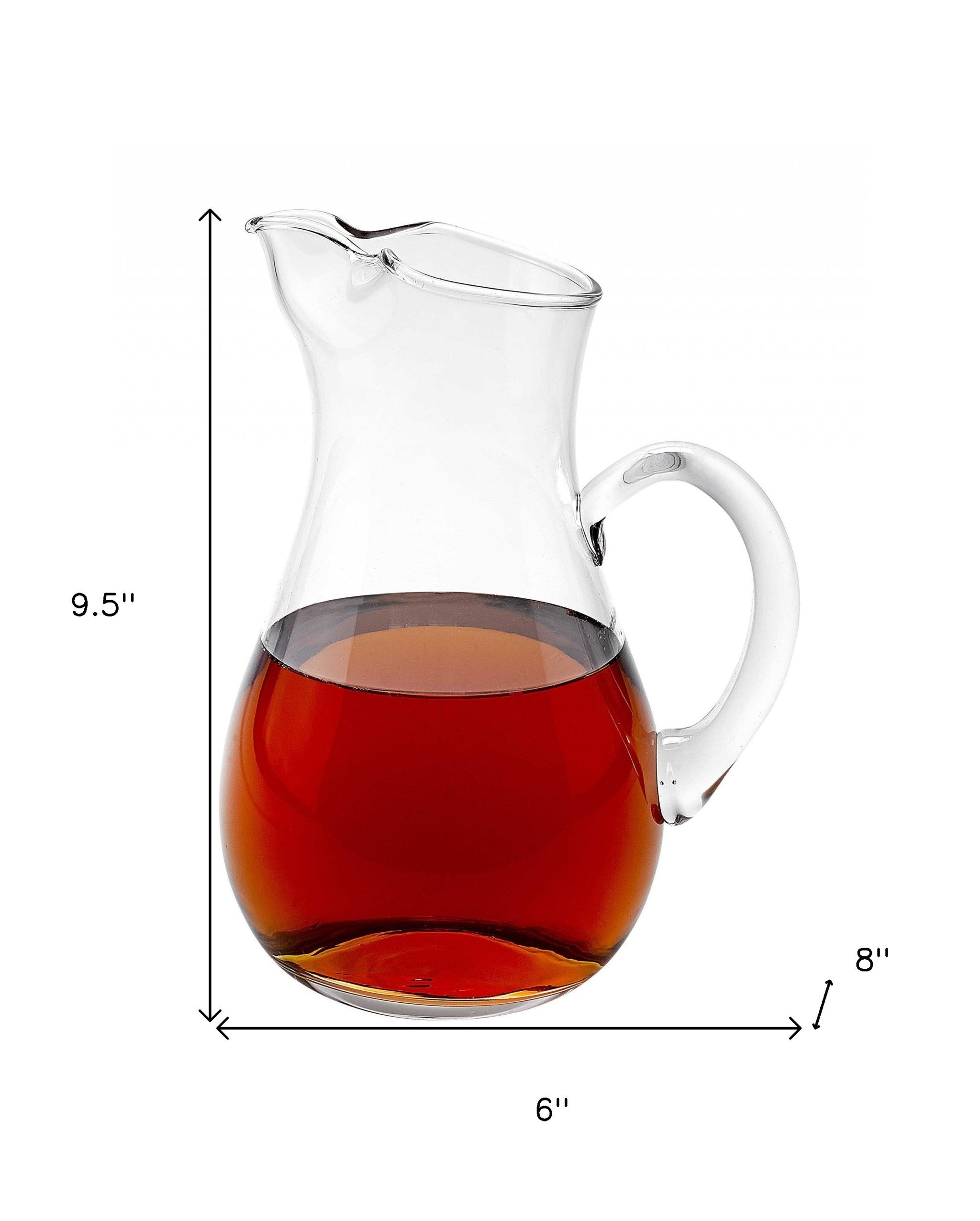 Mouth Blown Ice Tea  Martini Or Water Glass Pitcher  36 Oz