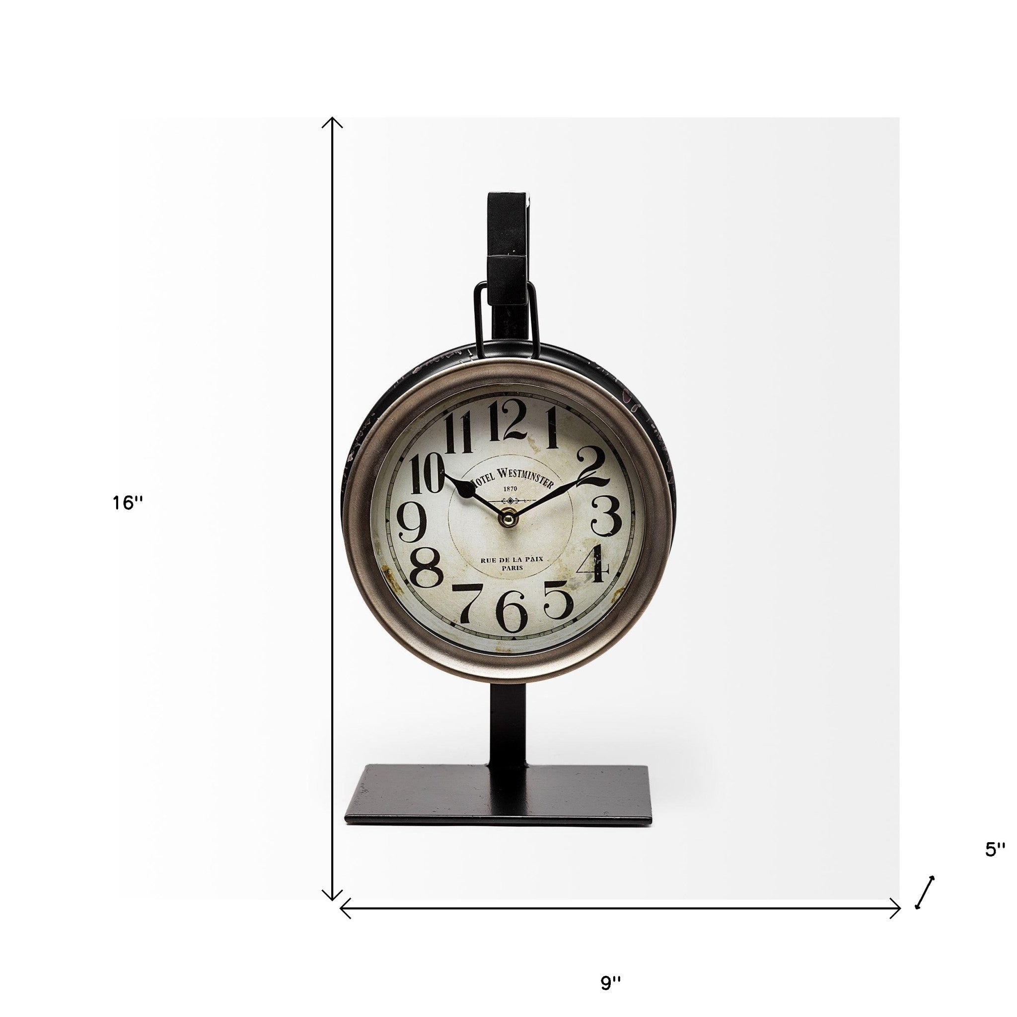 Metallic Brown Metal Hanging Desk Table Clock