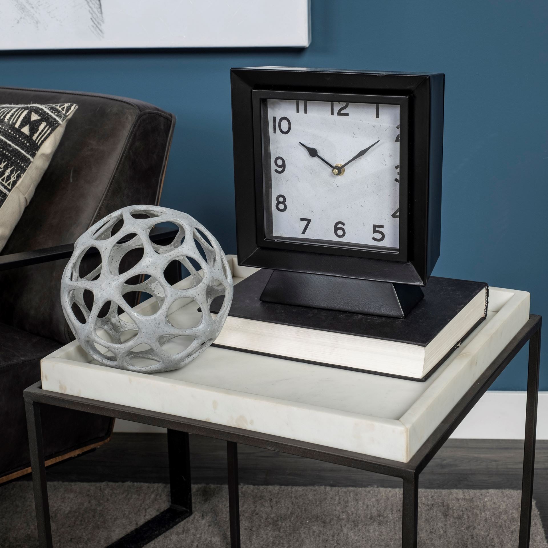 Black Metal Square Desk  Table Clock