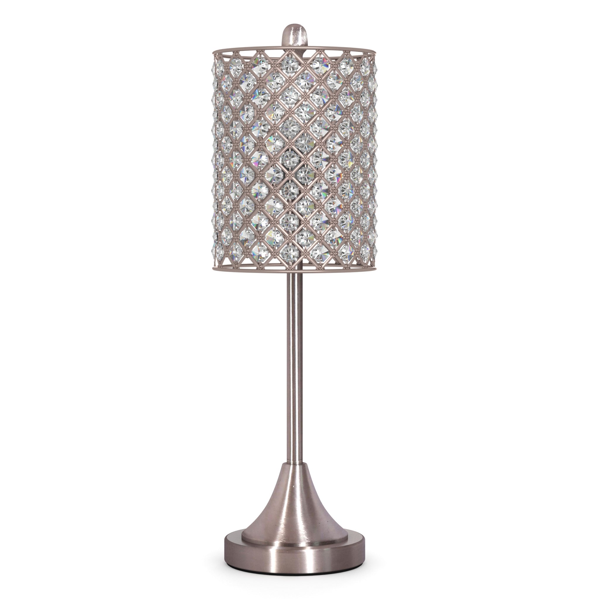 Set of Two 24" Silver Metal Table Lamp With Clear Drum Shade