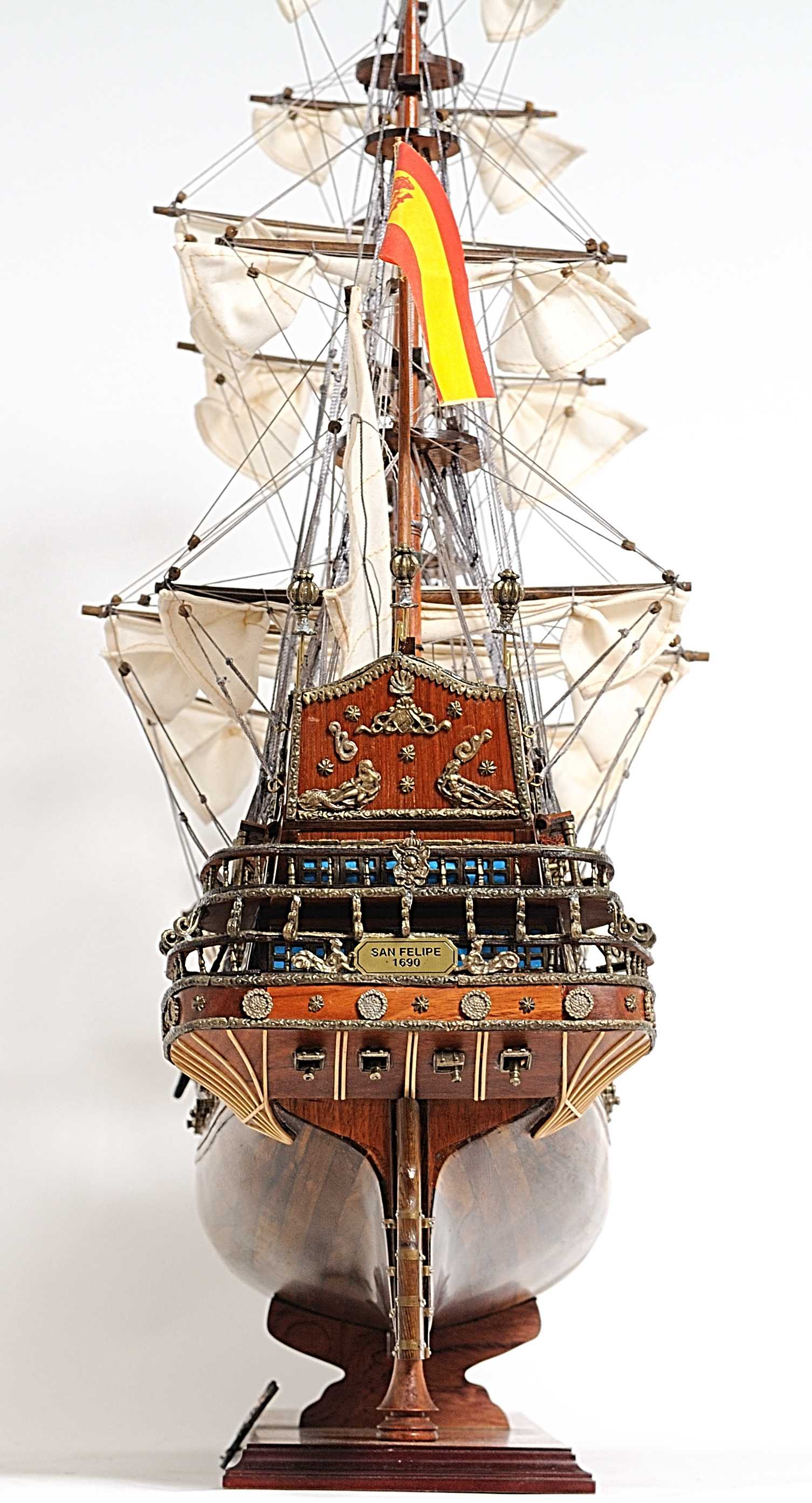 Sailboat Model With Chrome And Brass Fittings