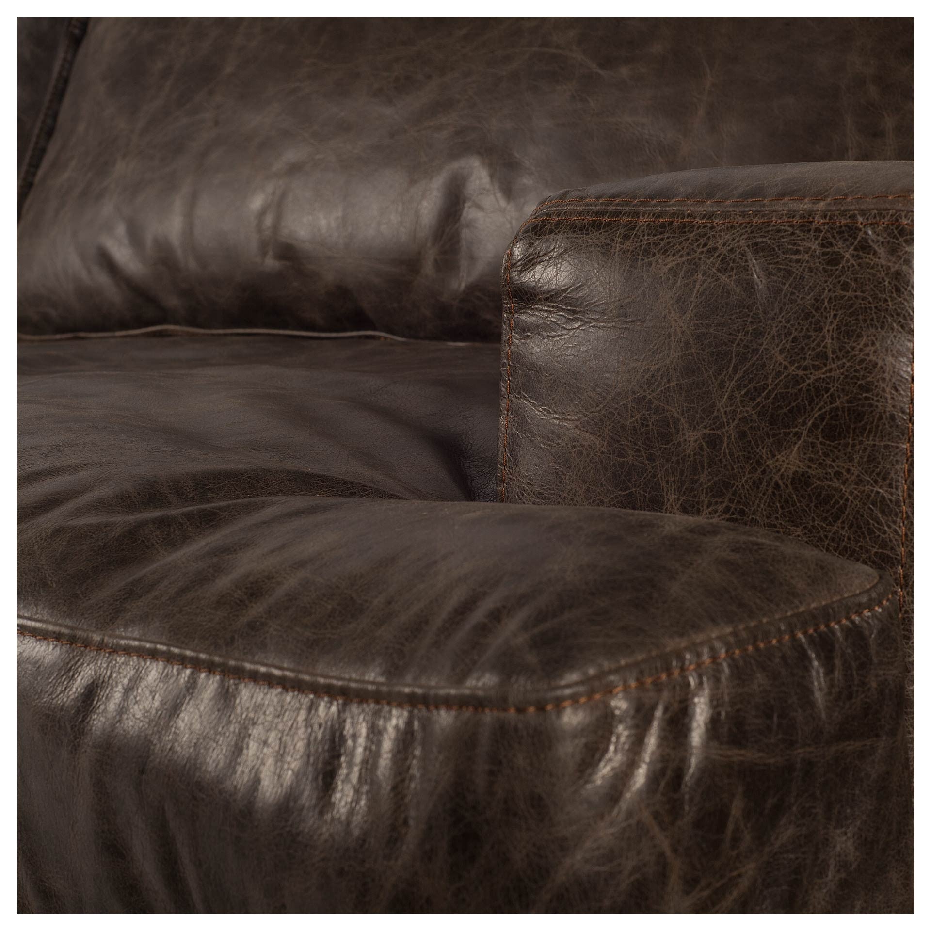 41" Black Faux Leather Distressed Club Chair