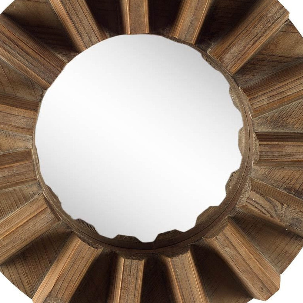 Sprocket 17" Round Walnut Finish Frame Wall Mirror