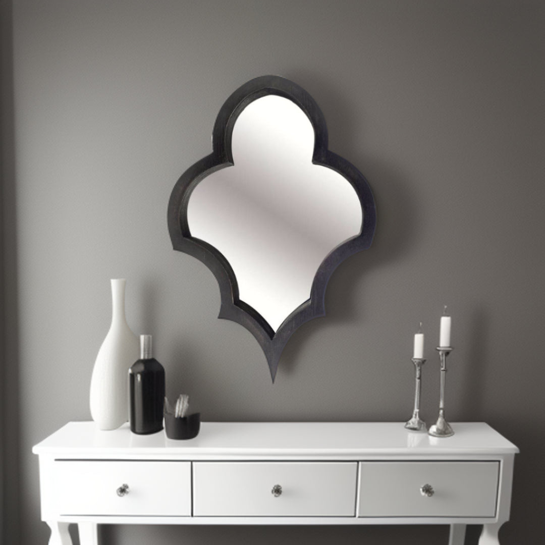 34" Black Novelty Framed Accent Mirror