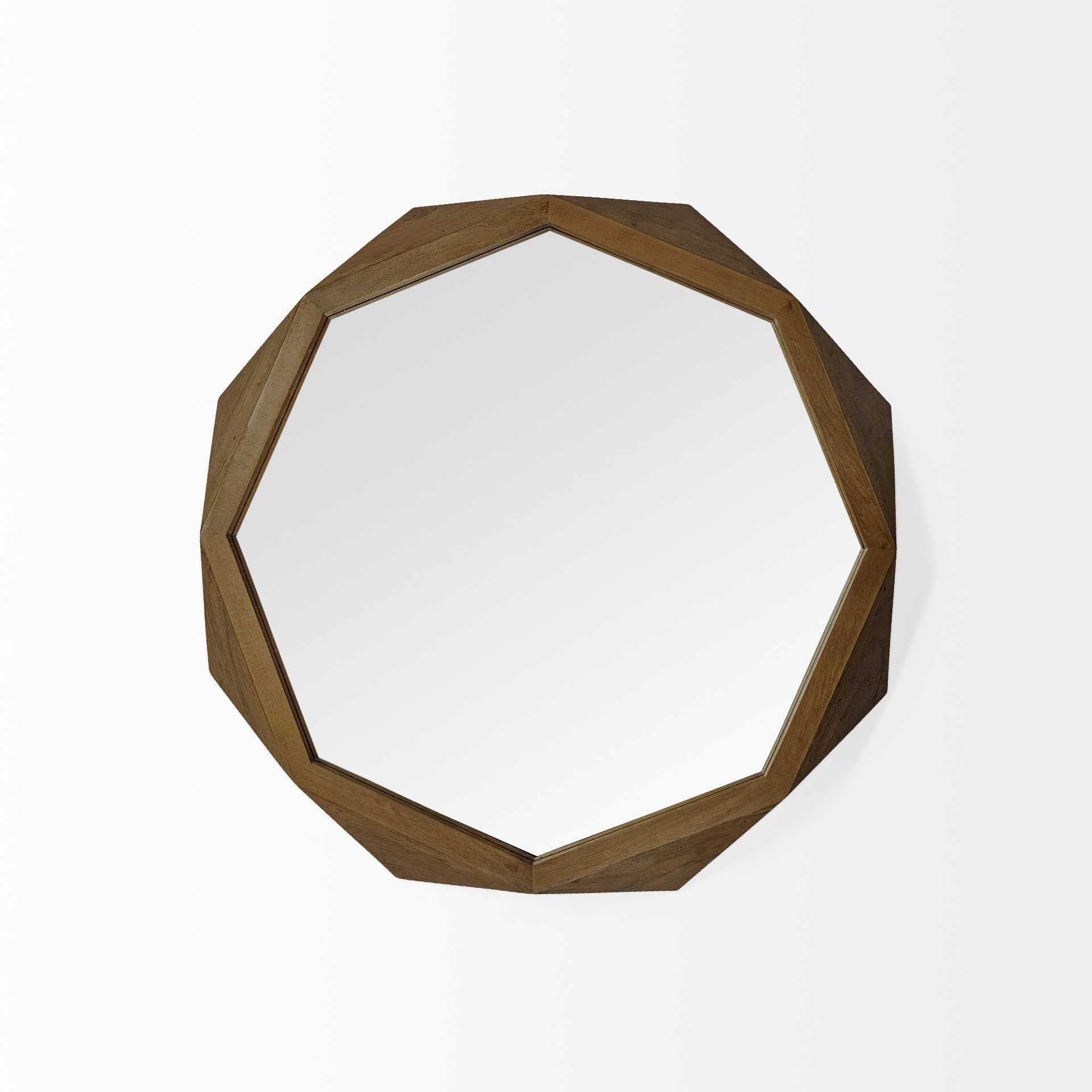 32" Octagon Wooden Frame Wall Mirror