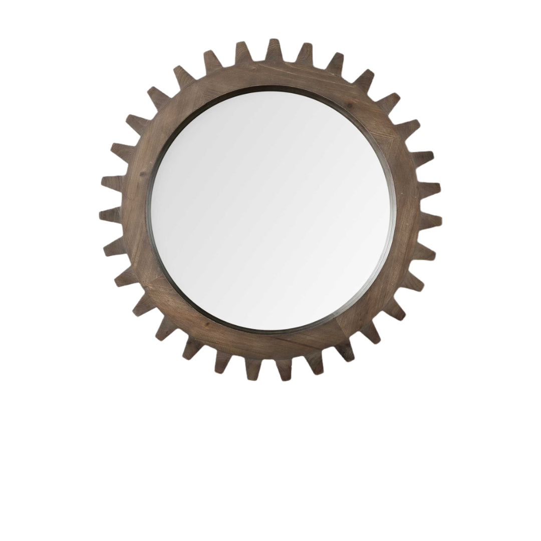 26" Round Natural Wood Frame Wall Mirror