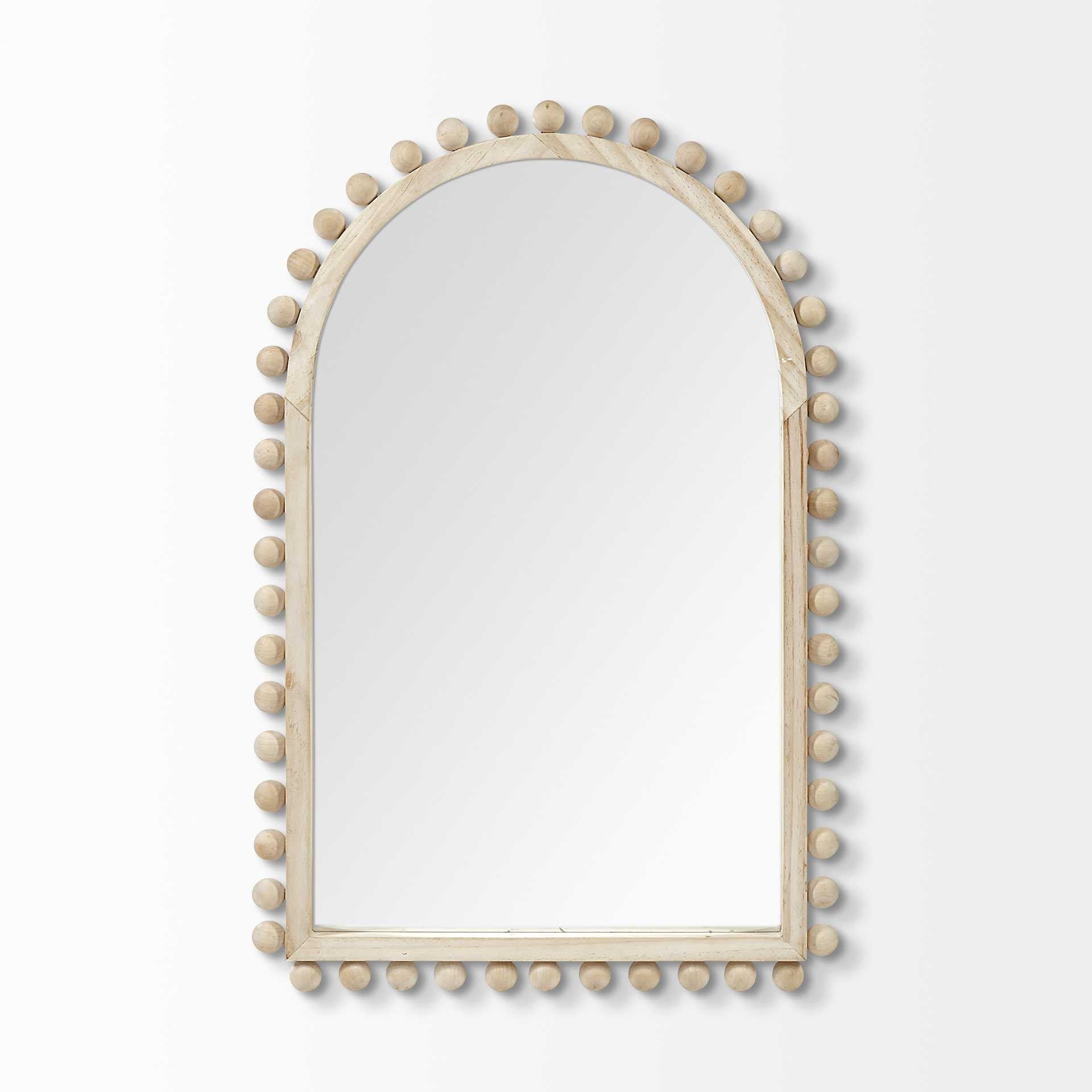 35" Natural Arch Wood Framed Accent Mirror