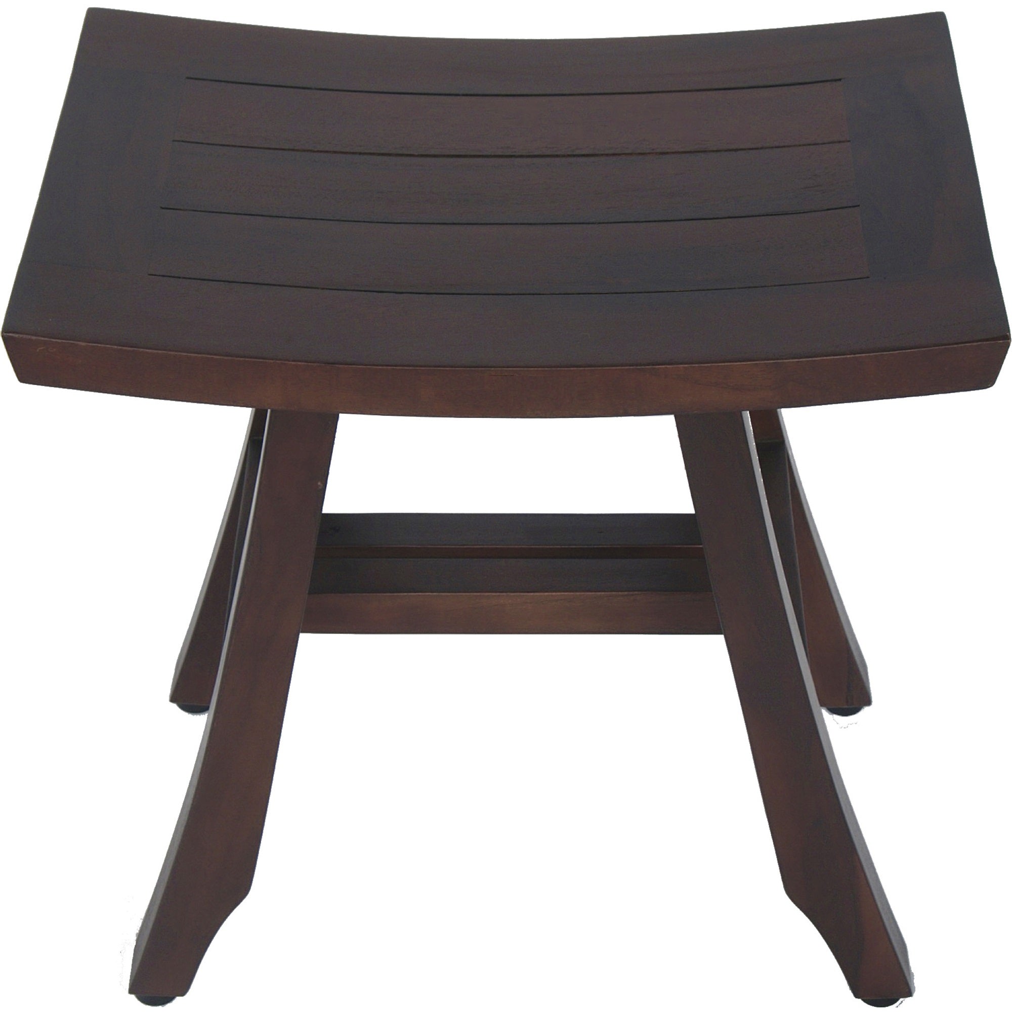 Compact Curvilinear Teak Shower Outdoor Bench In Brown Finish