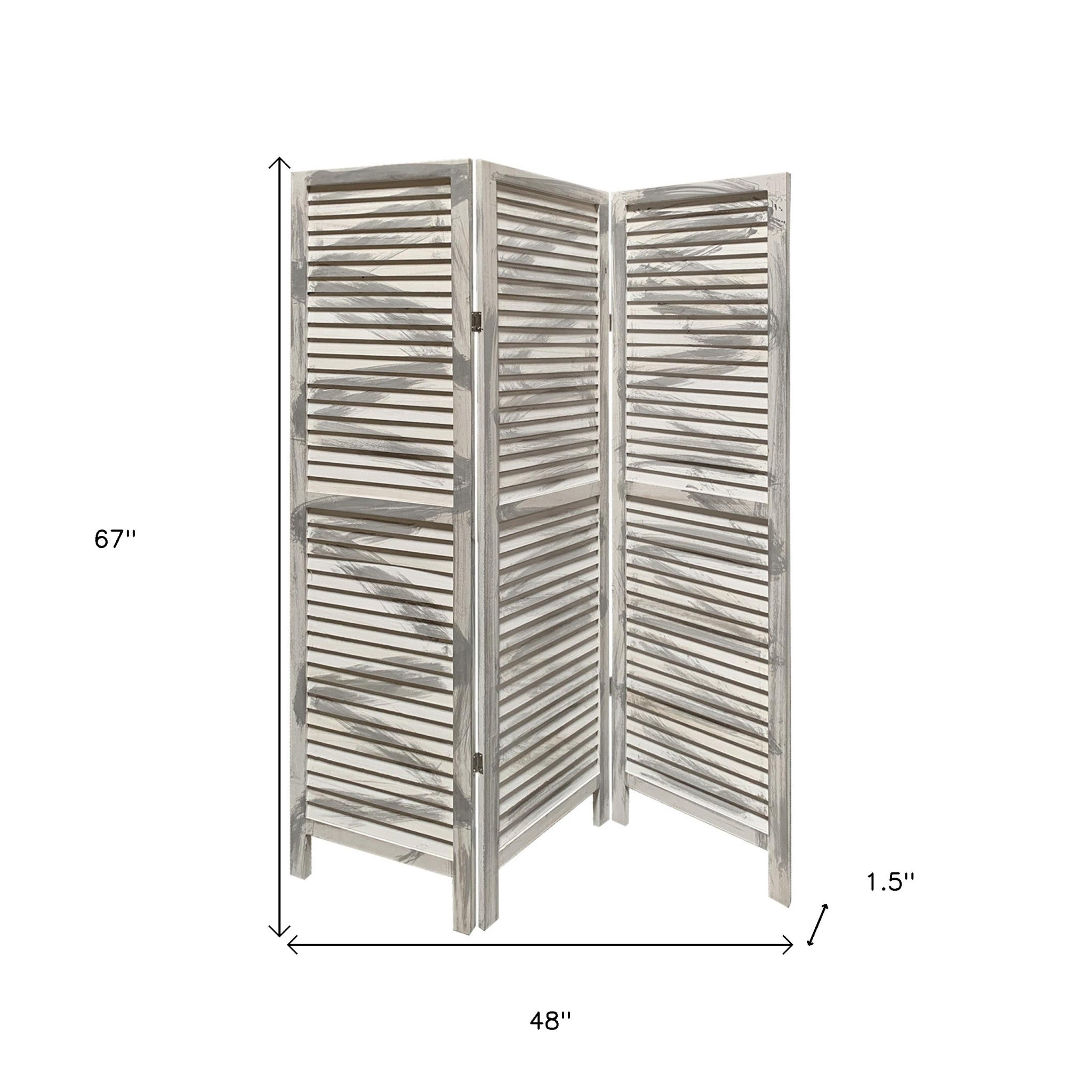 3 Panel Washed Grey Shutter Screen Room Divider