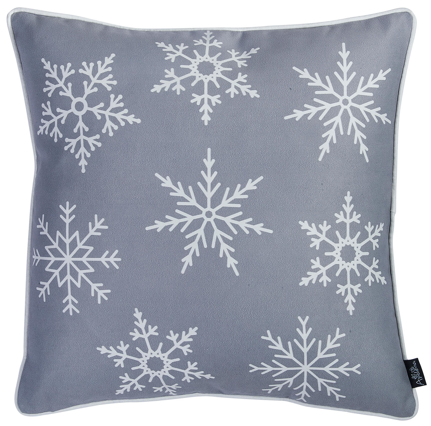 Set of Four Gray Christmas Snowflakes Throw Pillow Cover