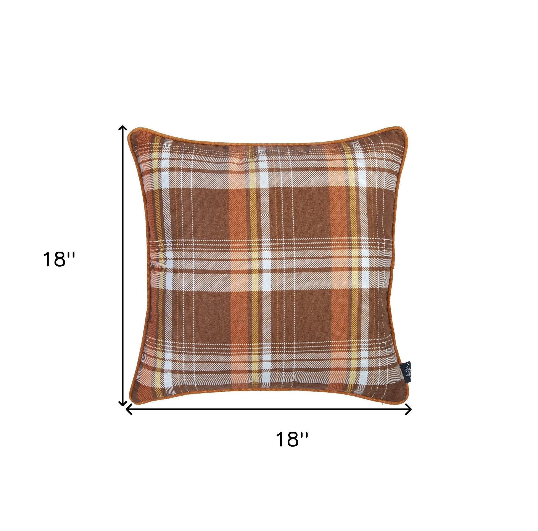 Set Of Four 18" Orange And Brown Plaid Pumpkins Throw Pillow Covers