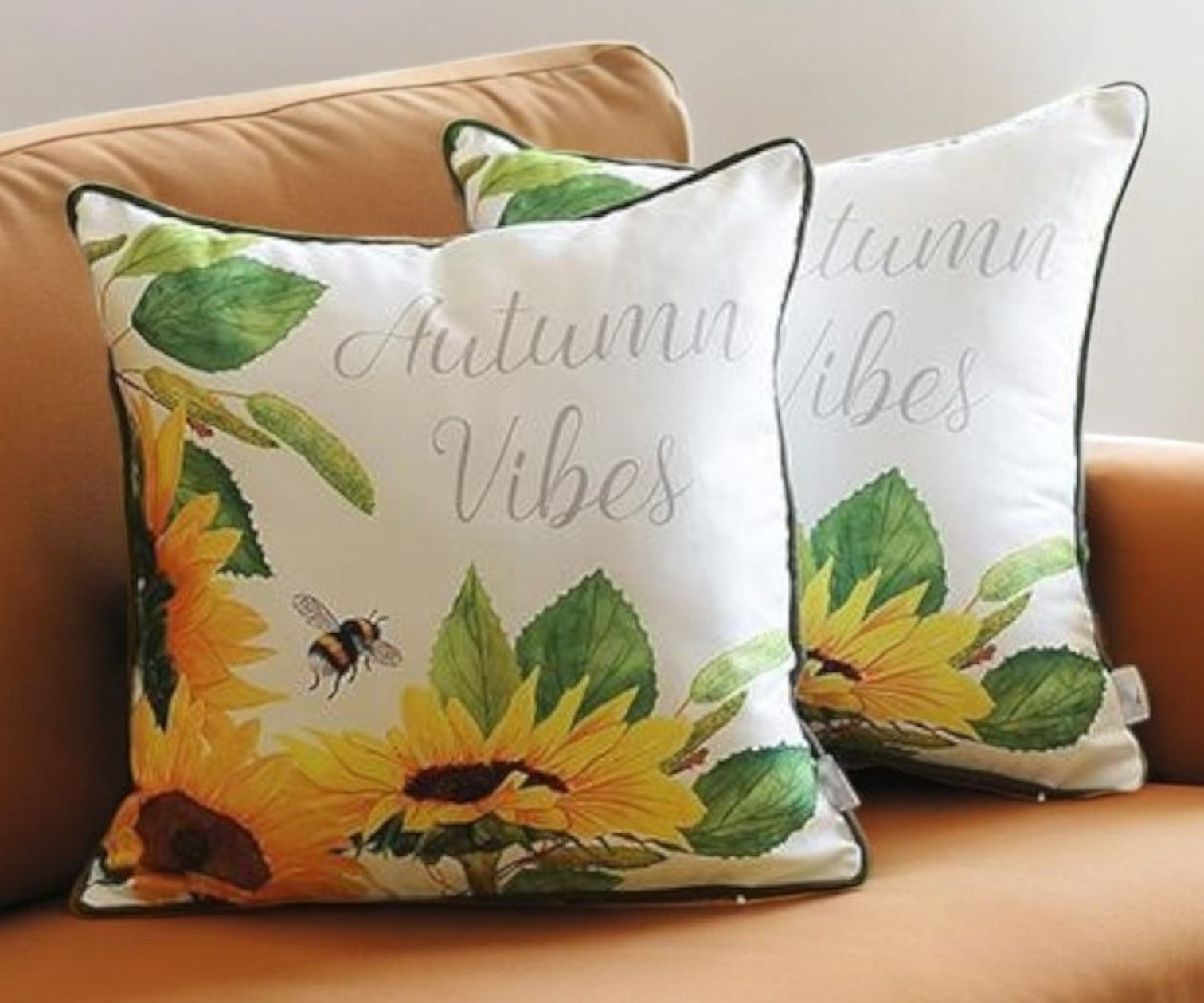 Set Of 2 18" Autumn Vibes Throw Pillow Cover In Multicolor