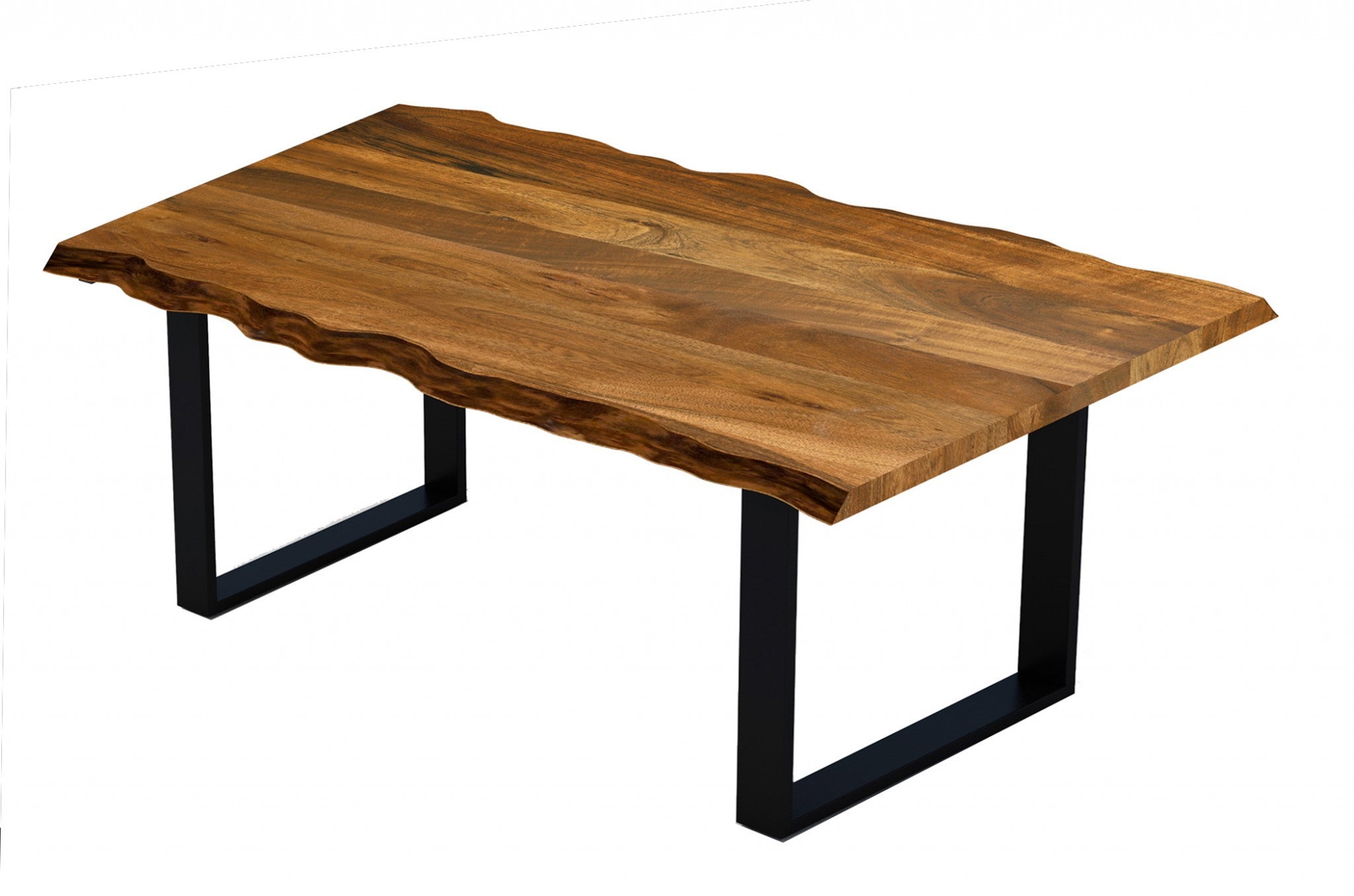 68" Brown And Black Solid Wood Sled Base Dining Table