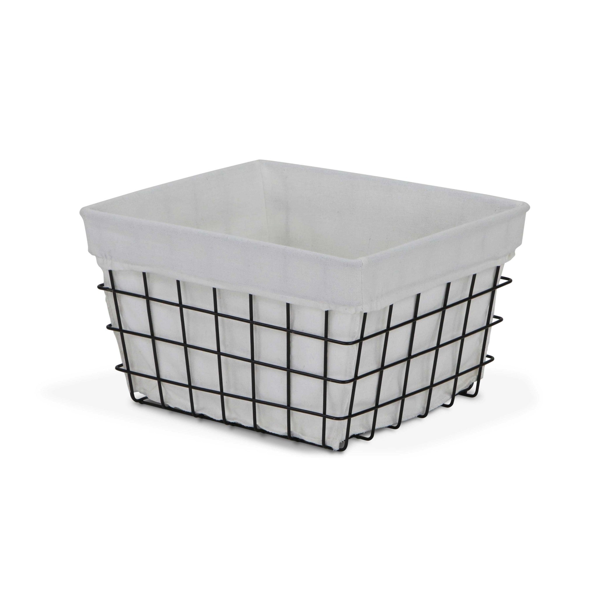 Rectangular White Lined And Metal Wire Storage