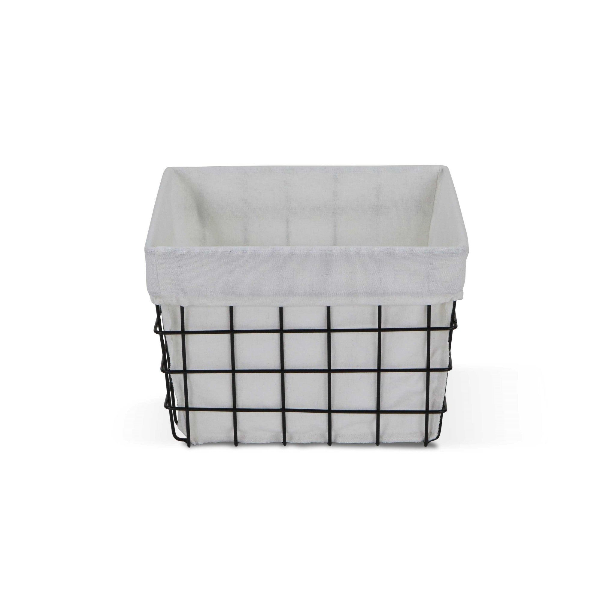 Rectangular White Lined And Metal Wire Storage