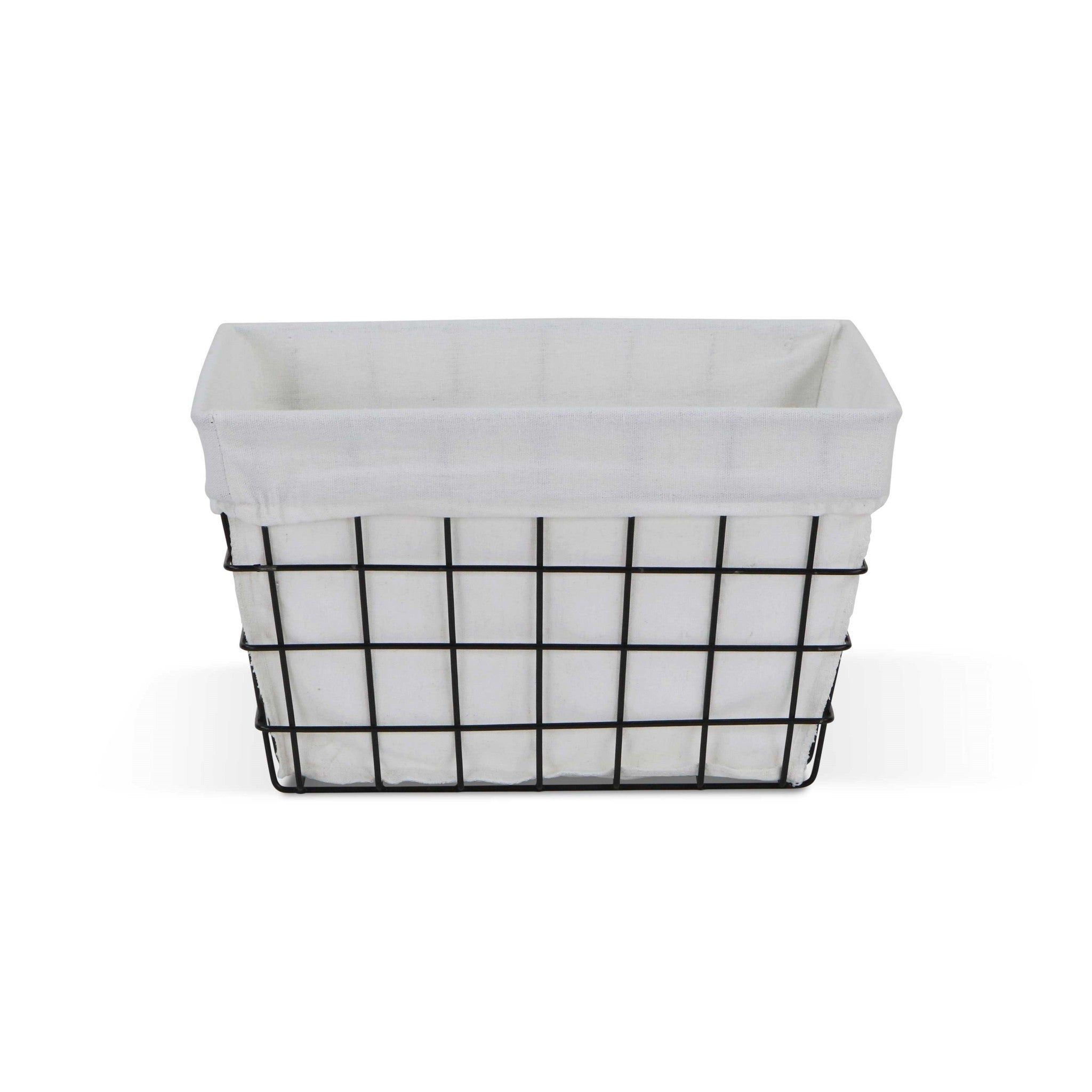 Rectangular White Lined And Metal Wire Storage