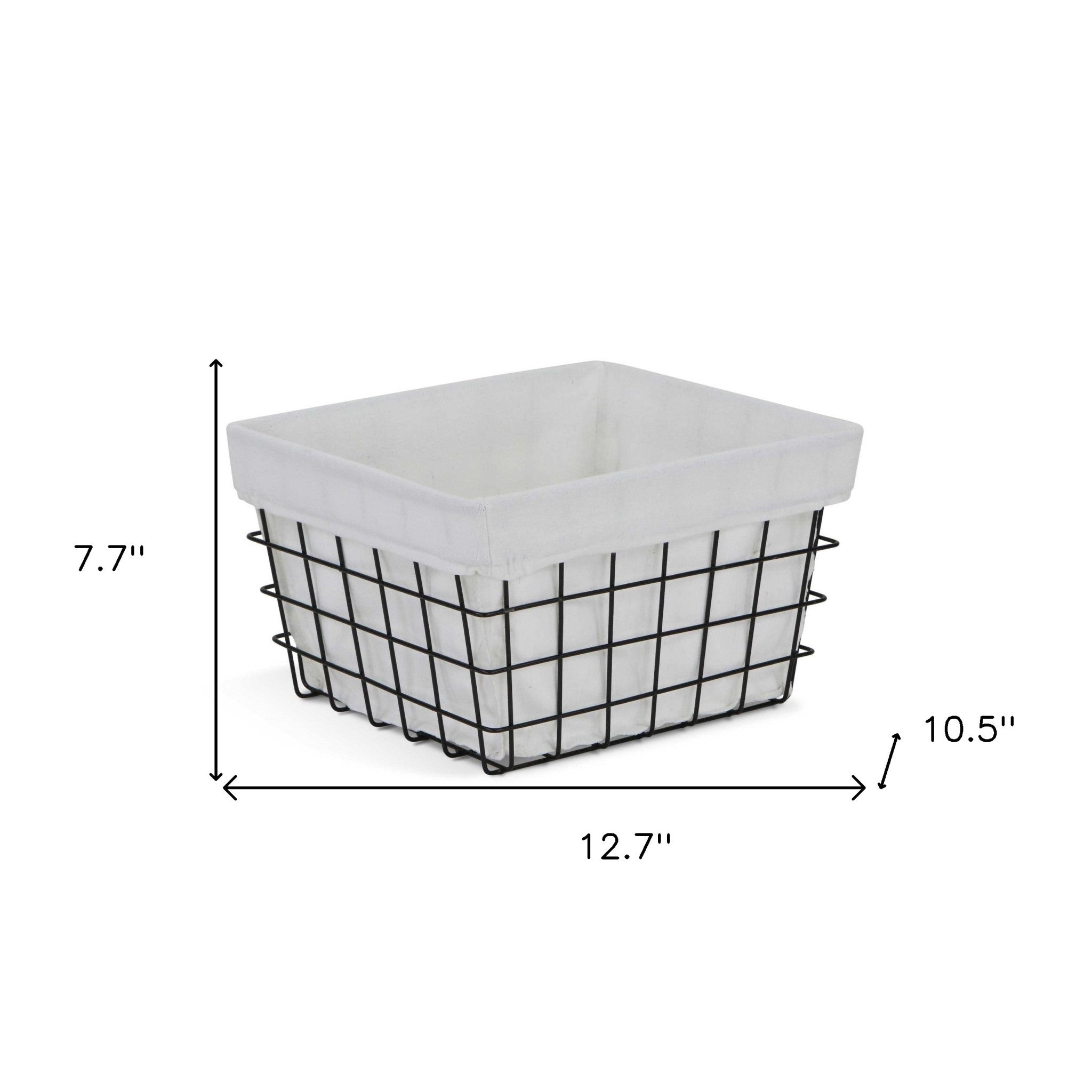 Rectangular White Lined And Metal Wire Storage