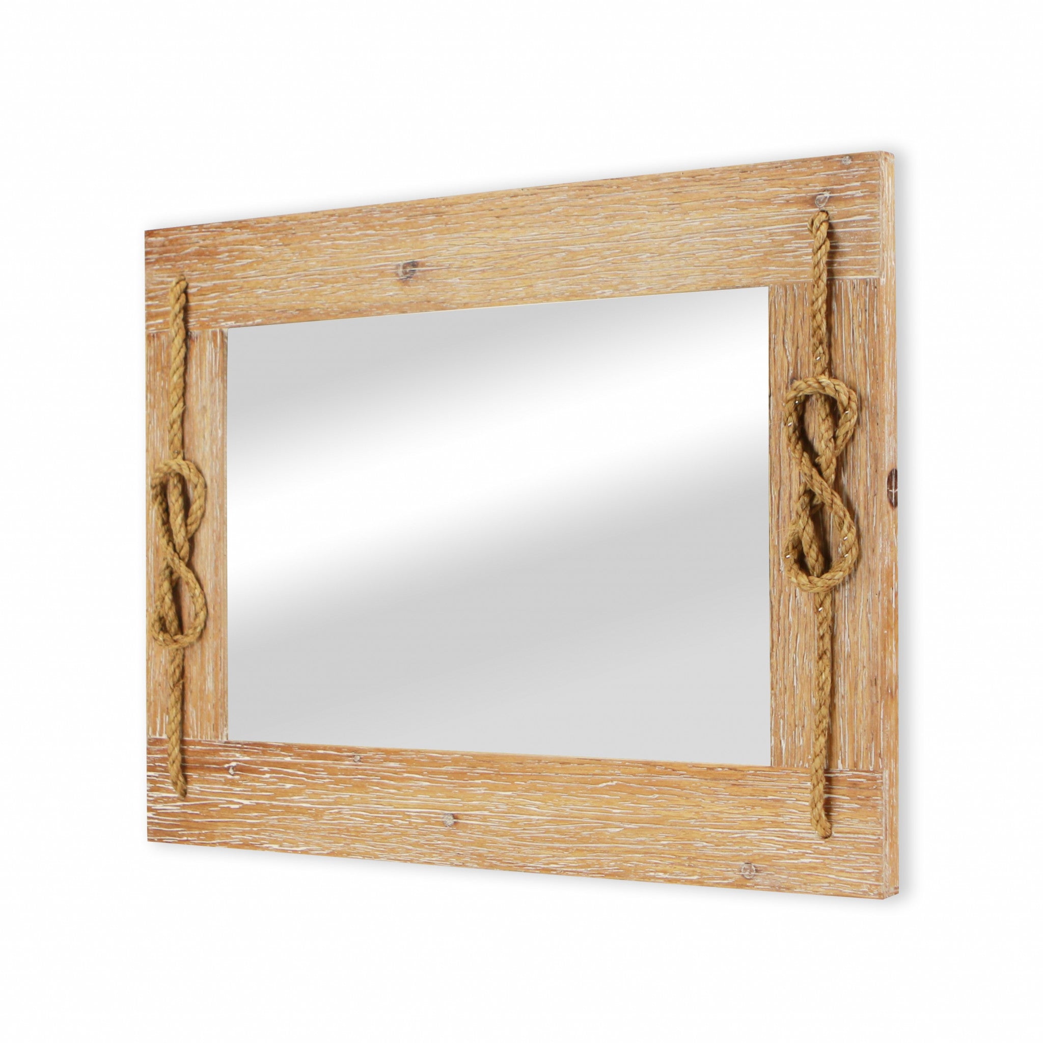 31" Rustic Brown Nautical Accent Framed Wall Mirror