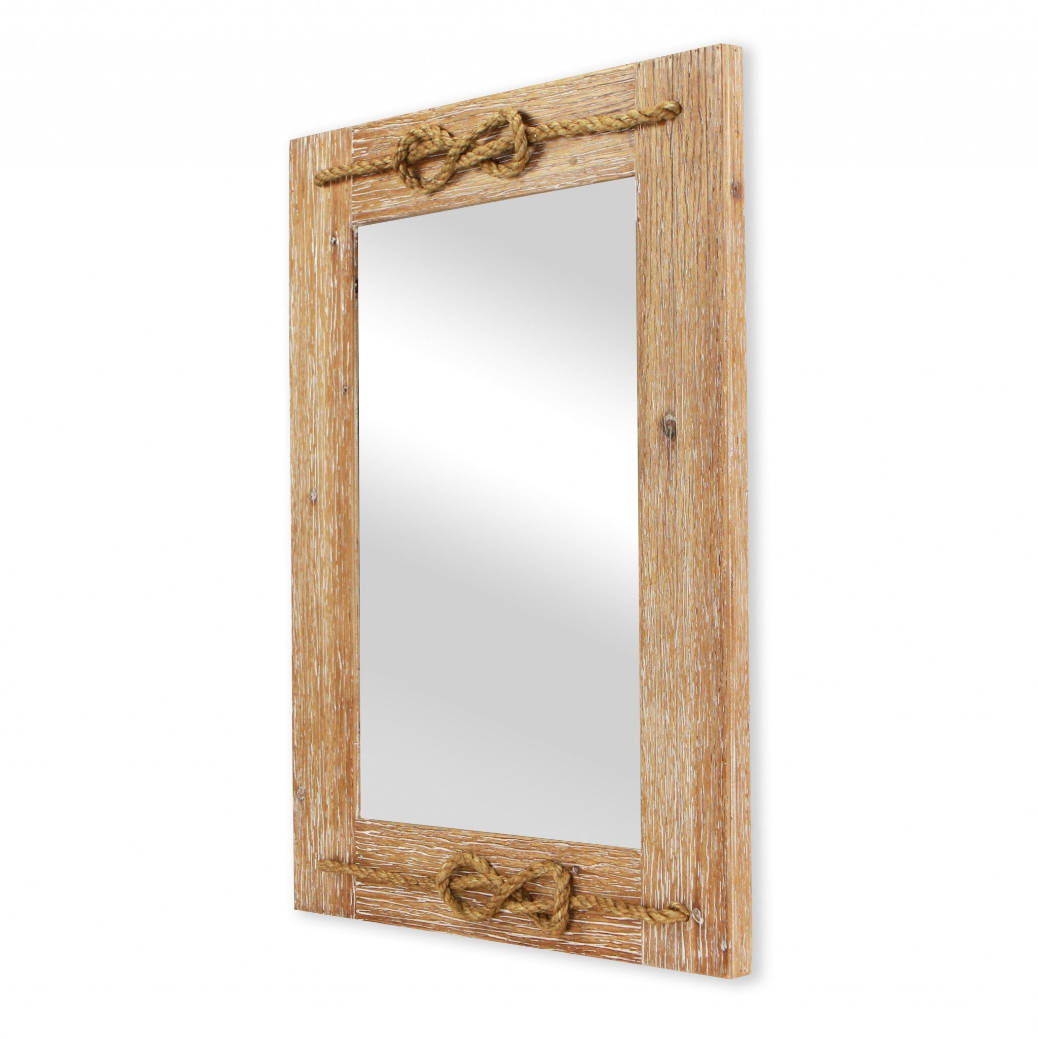 31" Rustic Brown Nautical Accent Framed Wall Mirror