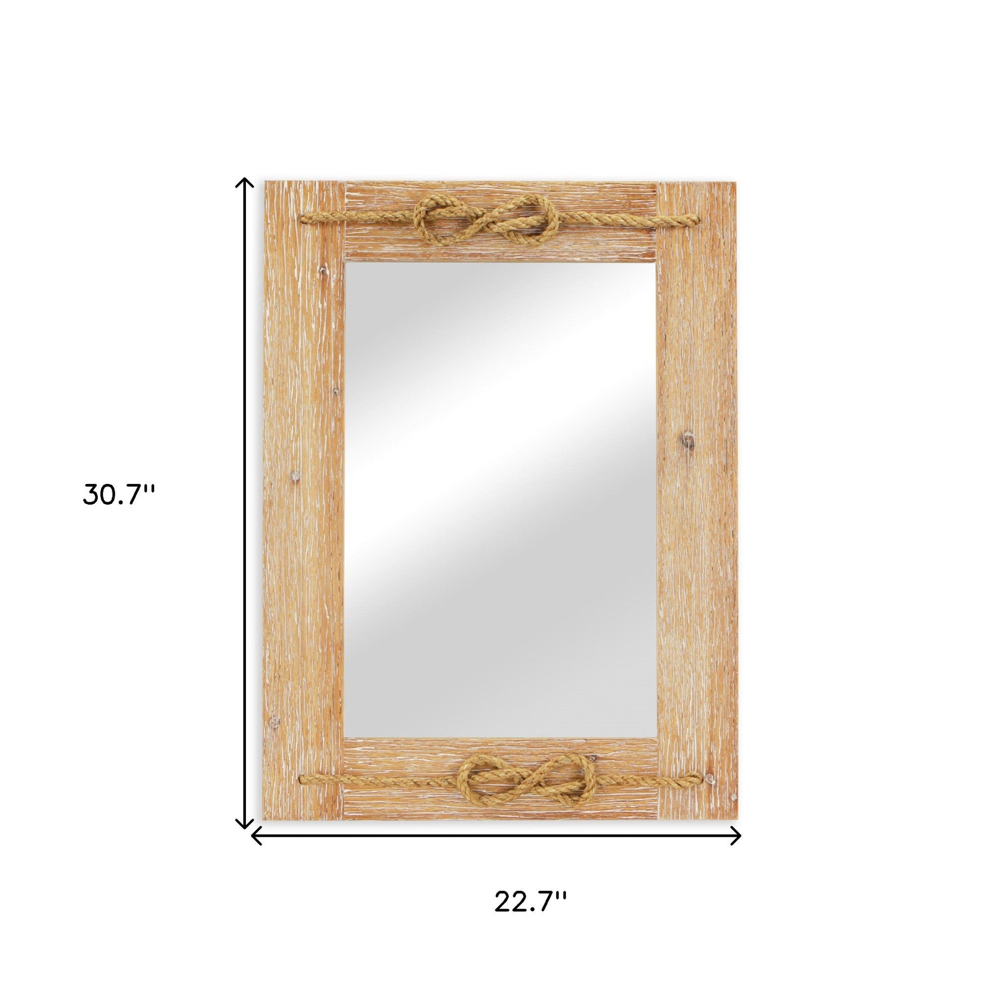 31" Rustic Brown Nautical Accent Framed Wall Mirror