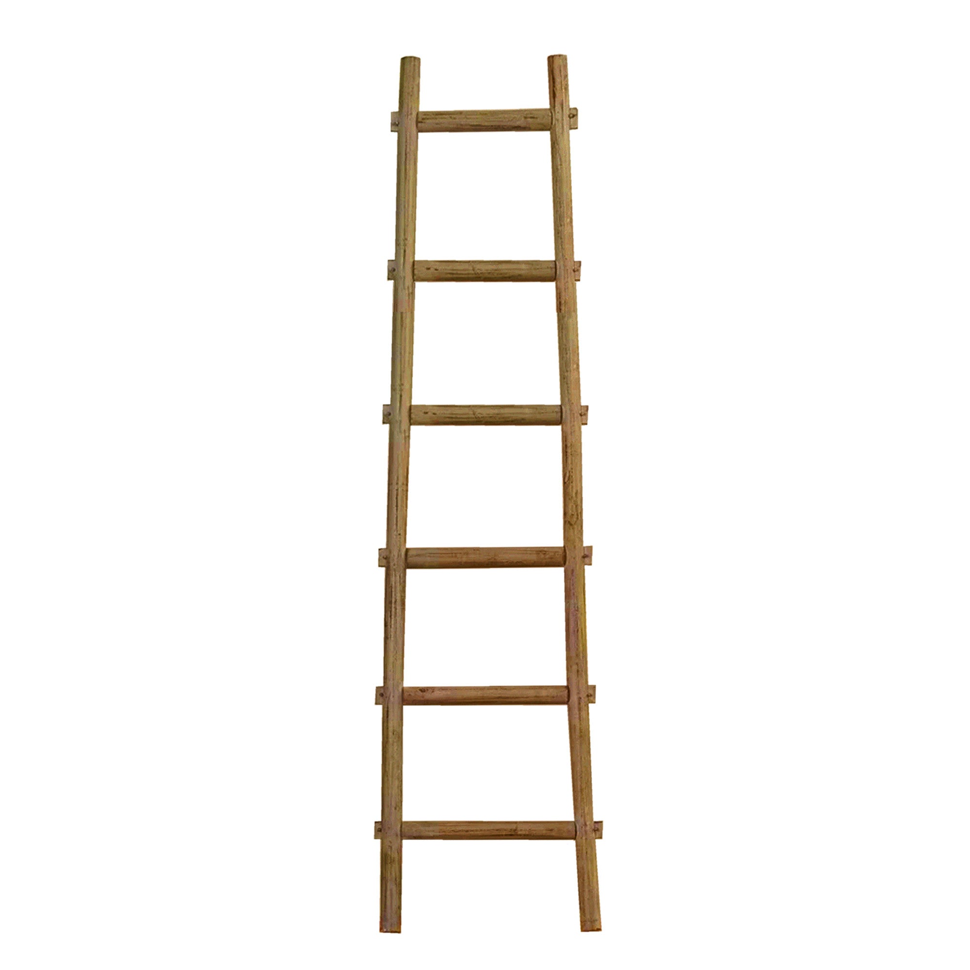 72" White Rustic Six Step Wood Ladder Shelf