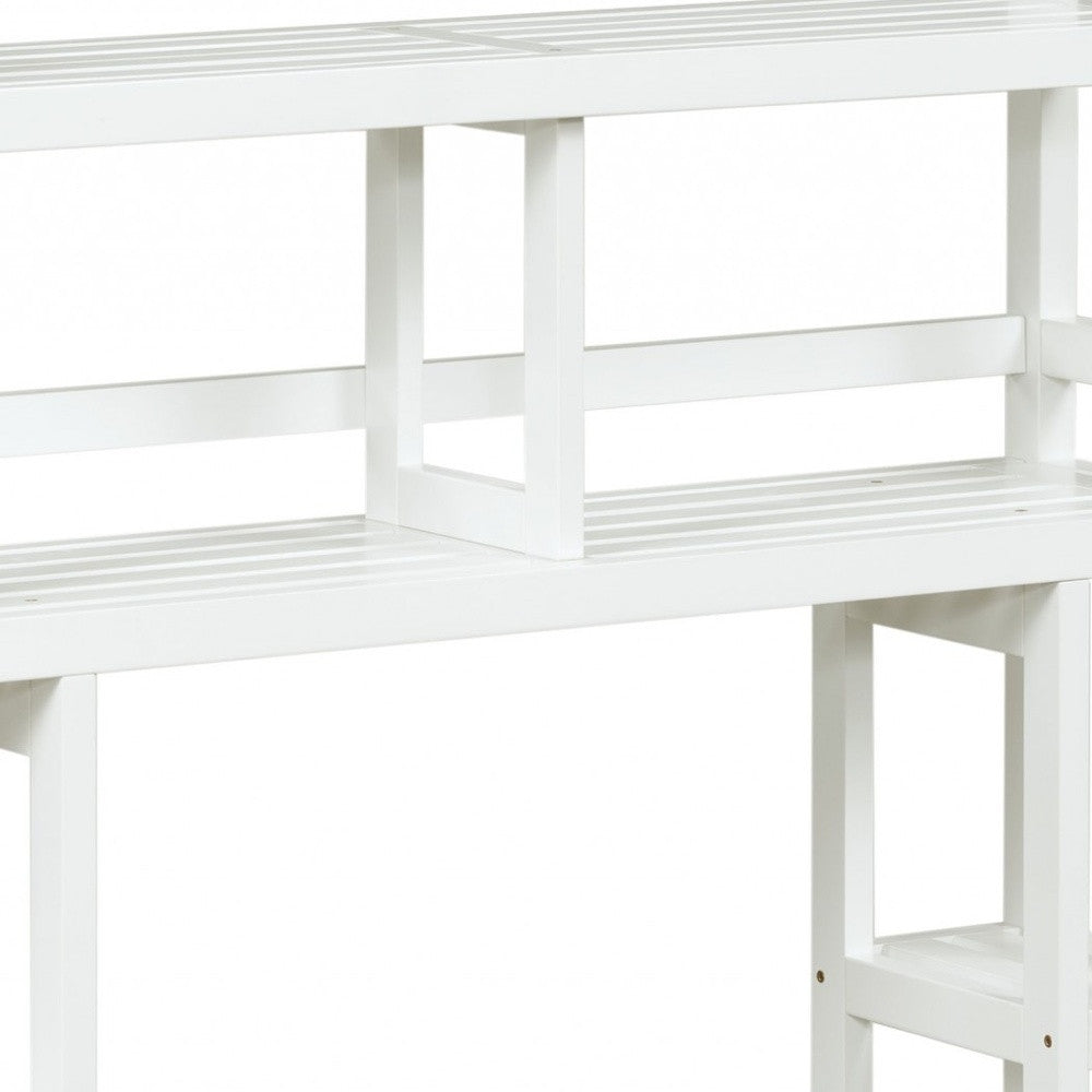 White Finish 2 Tier Solid Wood Over Toilet Organizer