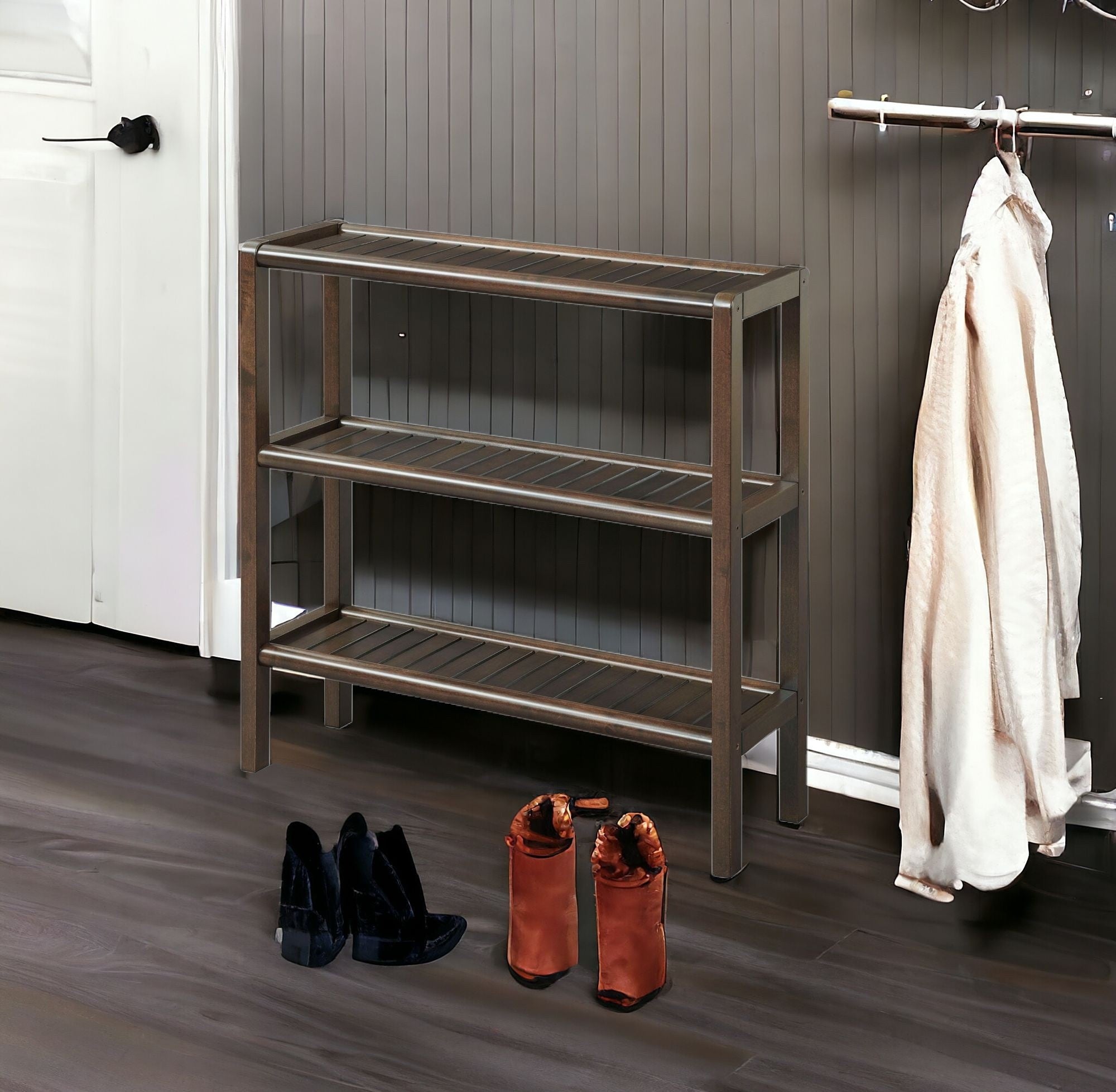 Espresso Brown Versatile Shoe Rack Shelving Unit