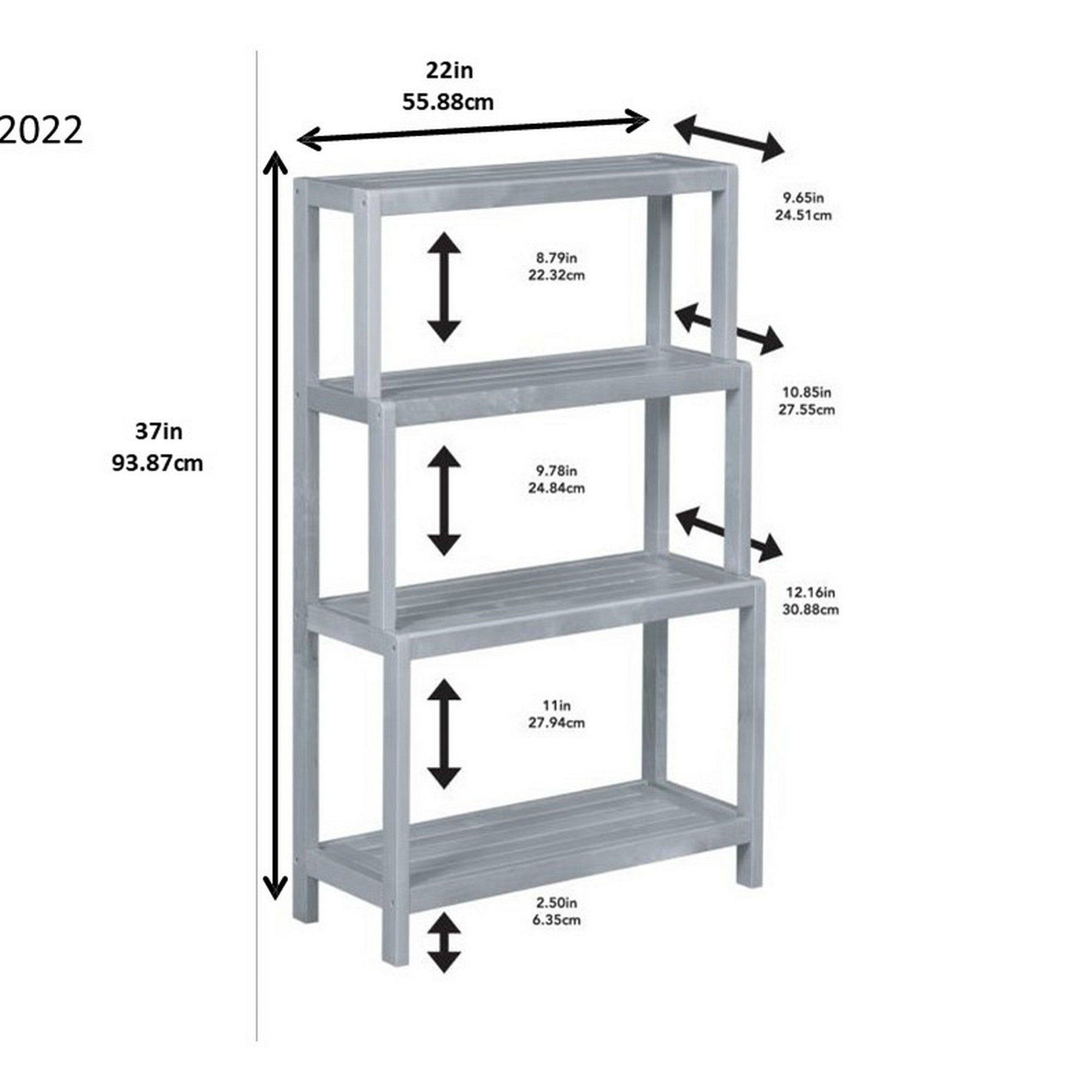 37" Chestnut Solid Wood Four Tier Step Bookcase