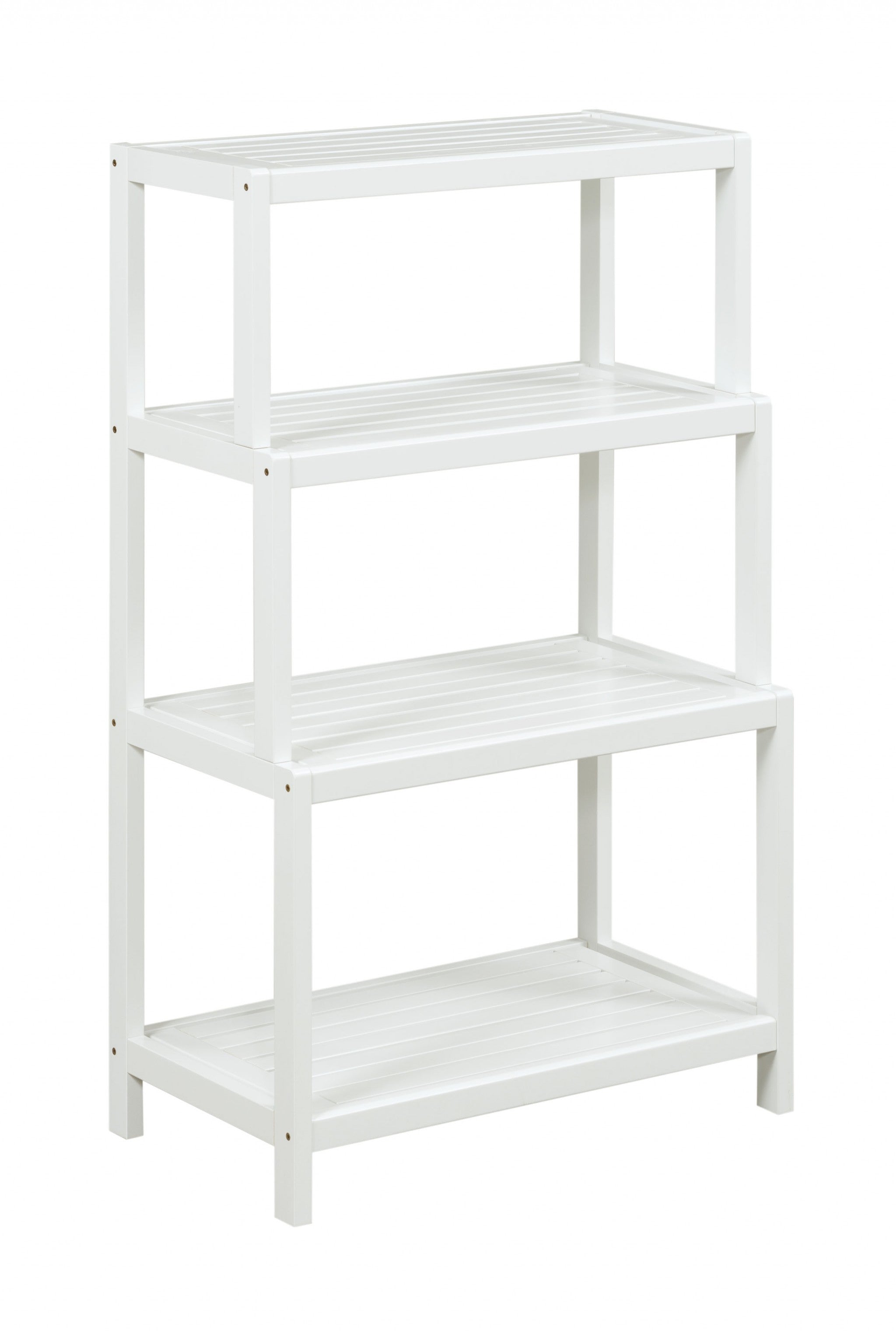 37" White Solid Wood Four Tier Step Bookcase